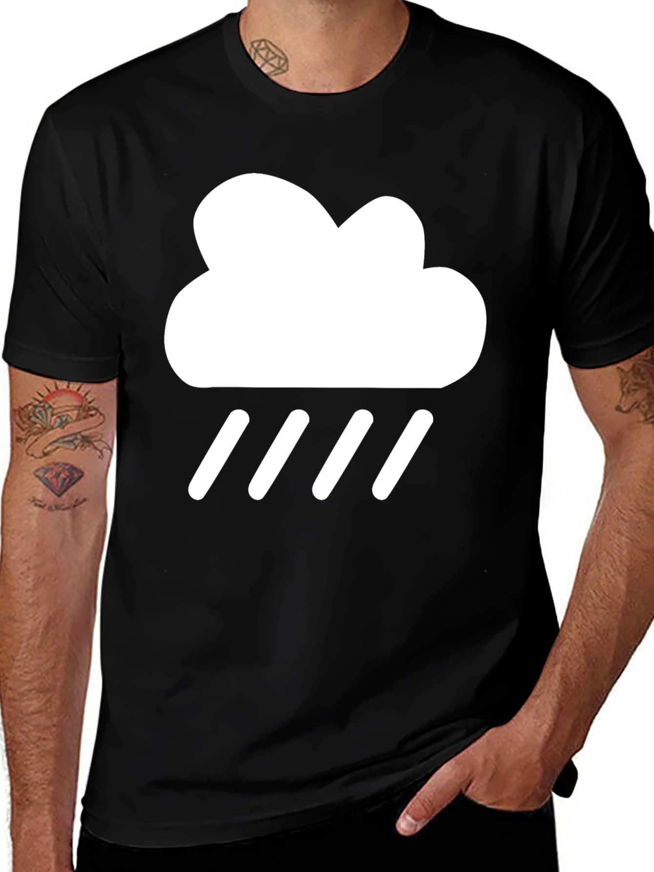 Variant 24 of Rain Cloud Graphic T-Shirt - Black Cotton Tee