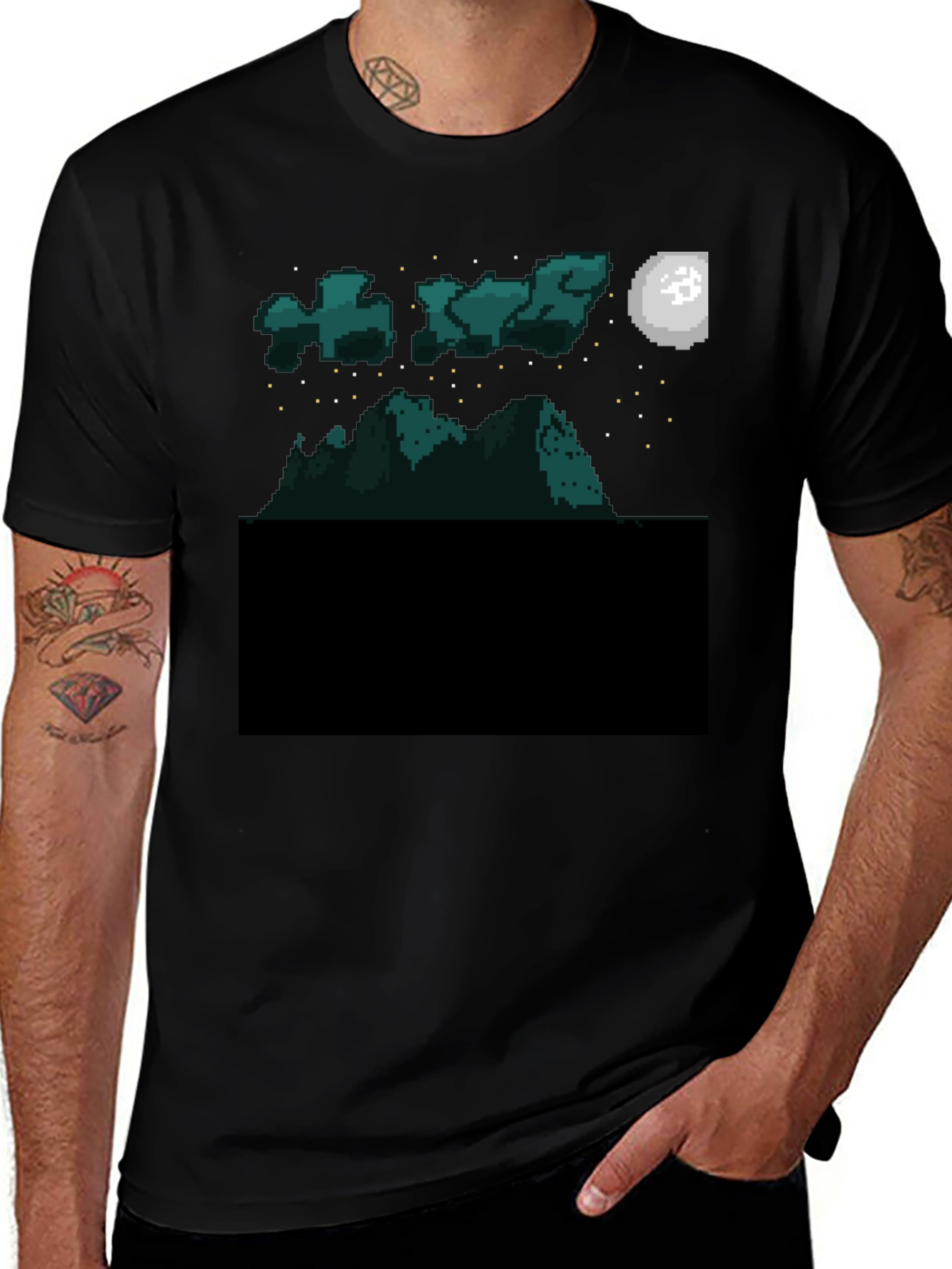 Variant 26 of Pixel Nightscape T-Shirt - Retro Gaming Style