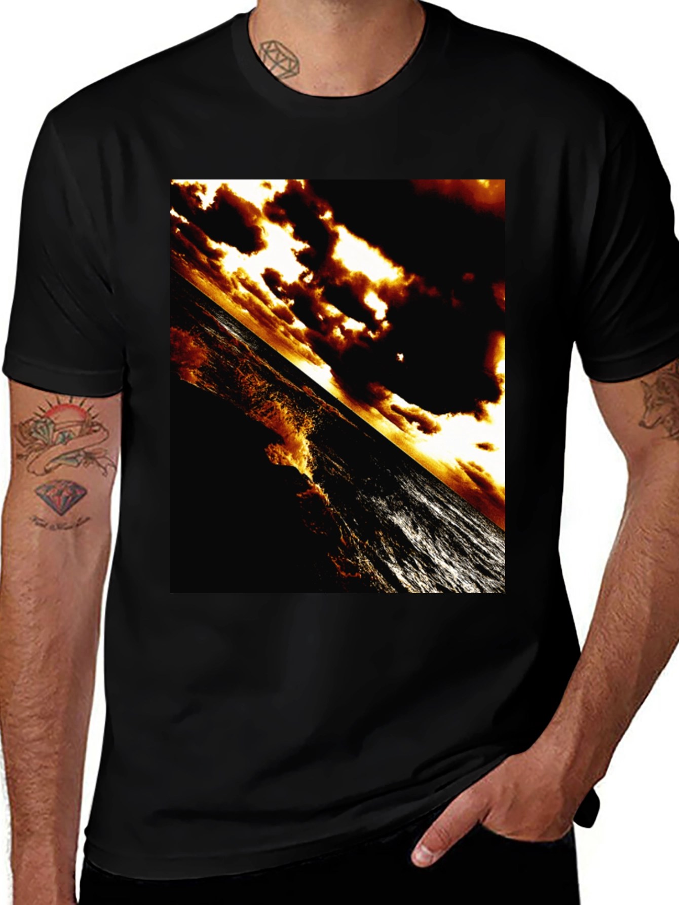 Variant 8 of Dramatic Ocean T-Shirt - Abstract Sunset Waves