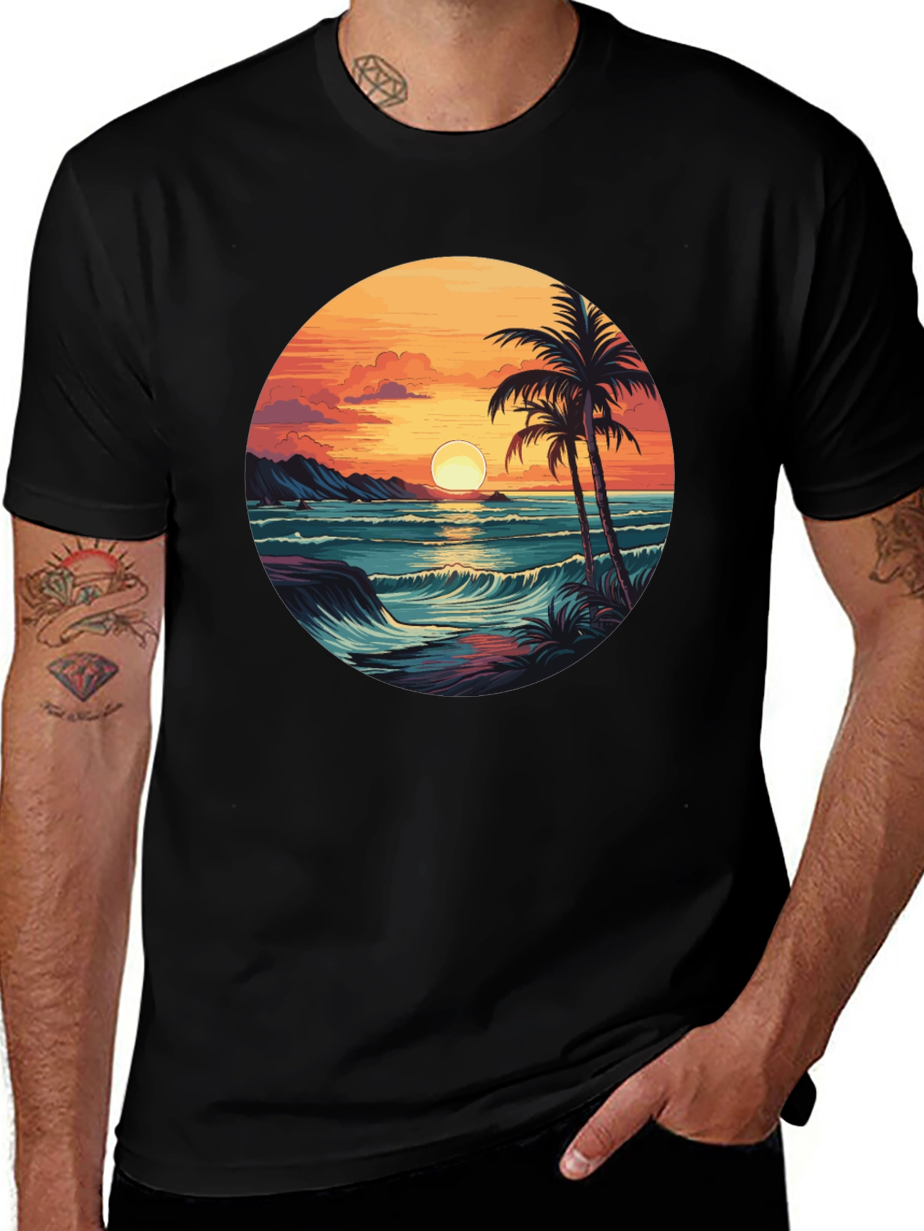 Variant 6 of Tropical Sunset Graphic Tee - Island Vibes T-Shirt