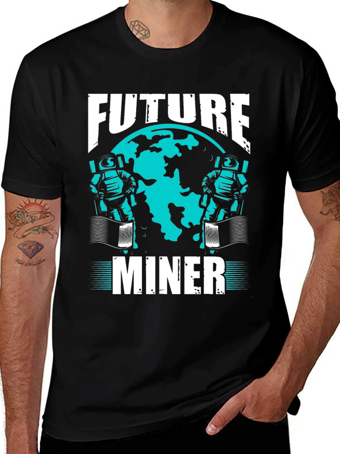 Variant 13 of Future Miner Graphic T-Shirt - Black