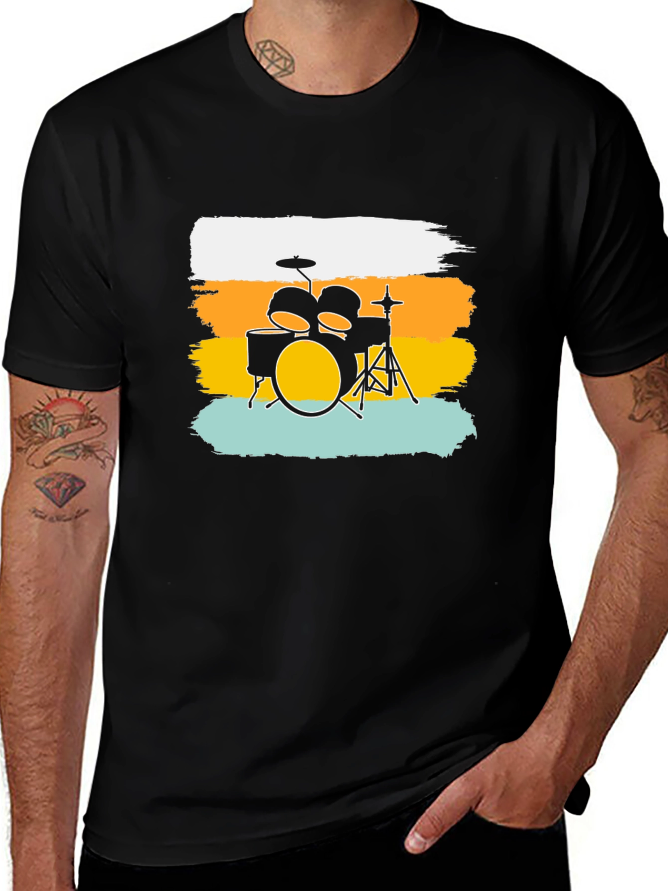 Variant 18 of Retro Drum Set Graphic Tee - Music Lover T-Shirt