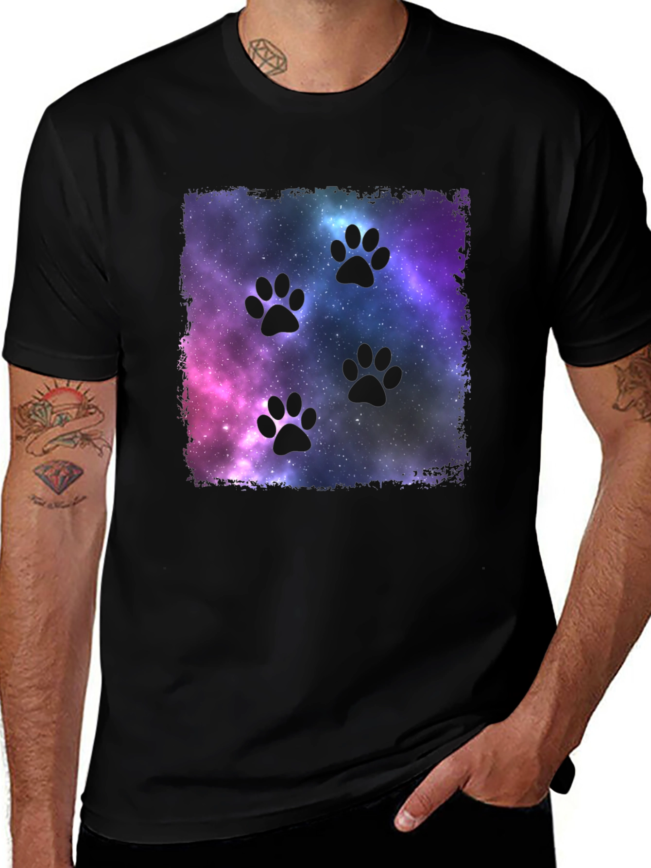 Black Galaxy Paw Print T-Shirt main image