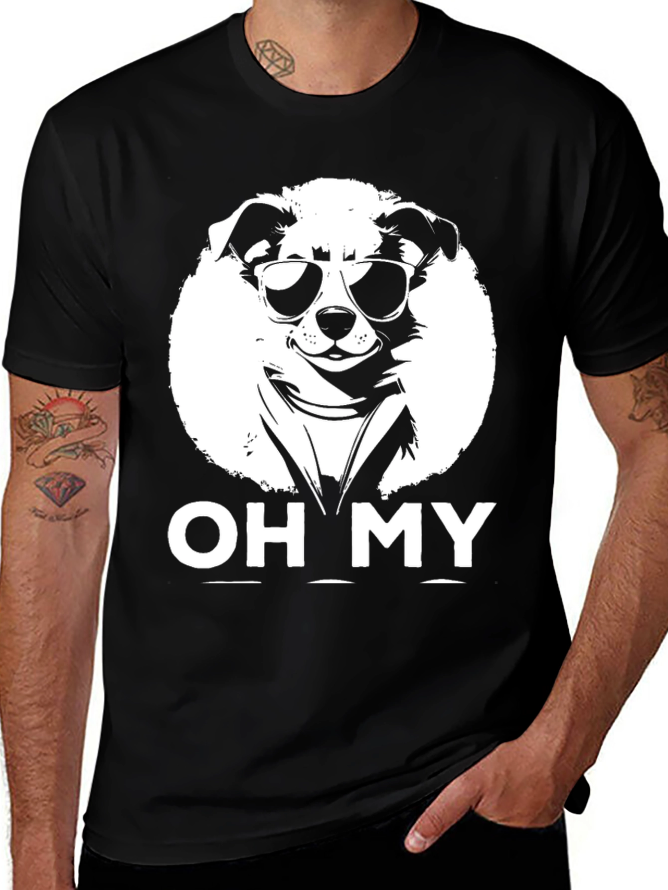 Variant 4 of Cool Dog with Sunglasses Tee - "OH MY"