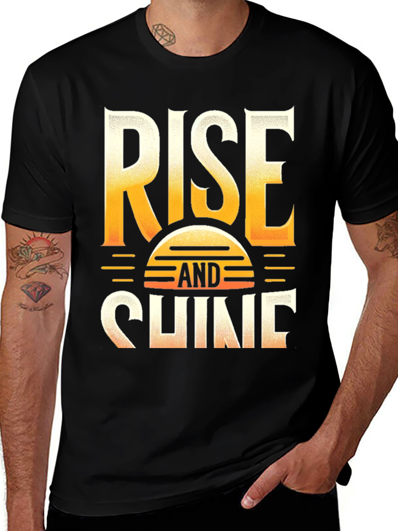 Variant 15 of Rise and Shine Graphic Tee - Men's Black T-Shirt