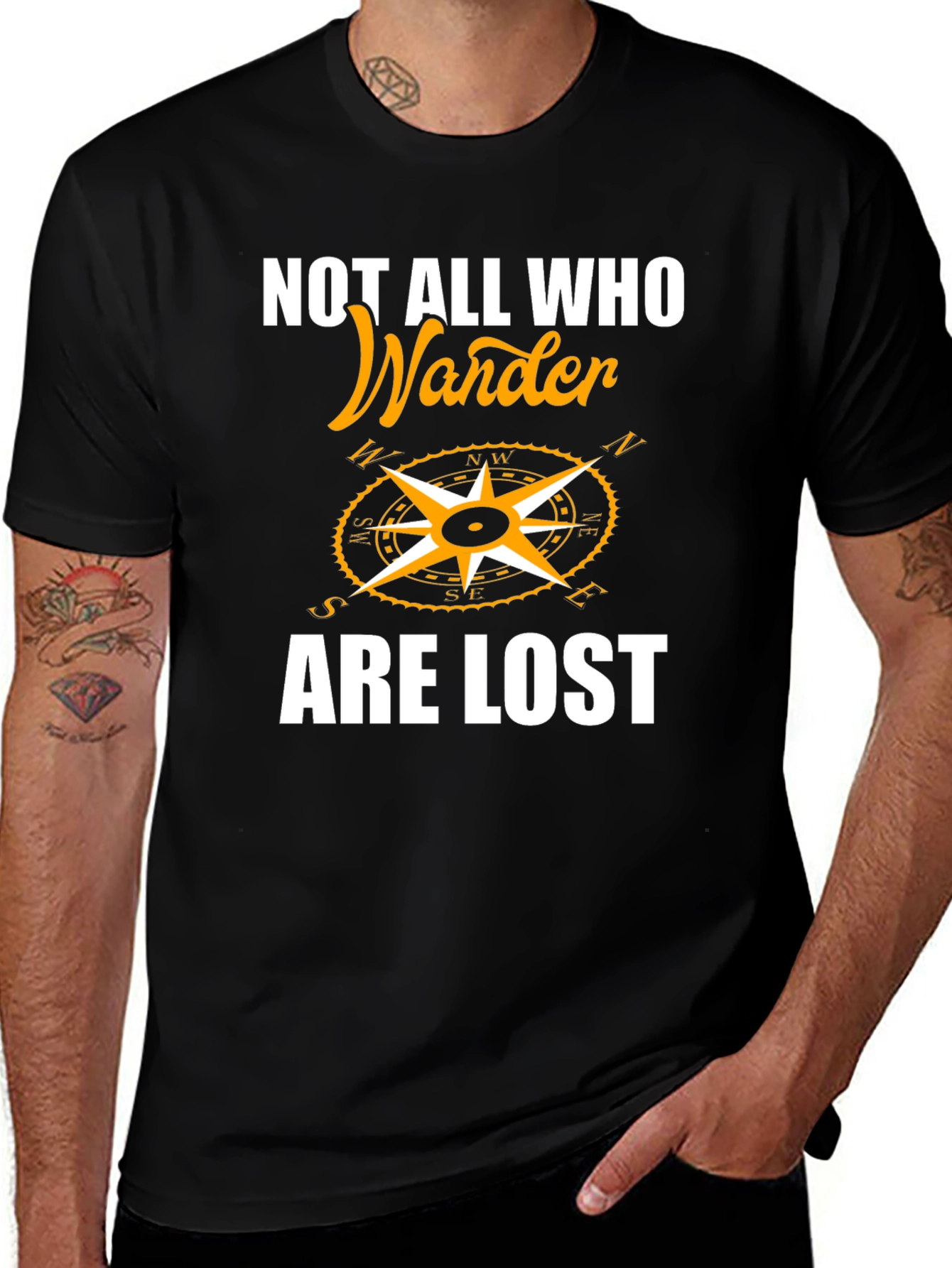 Variant 6 of Not All Who Wander Are Lost Compass Graphic Tee
