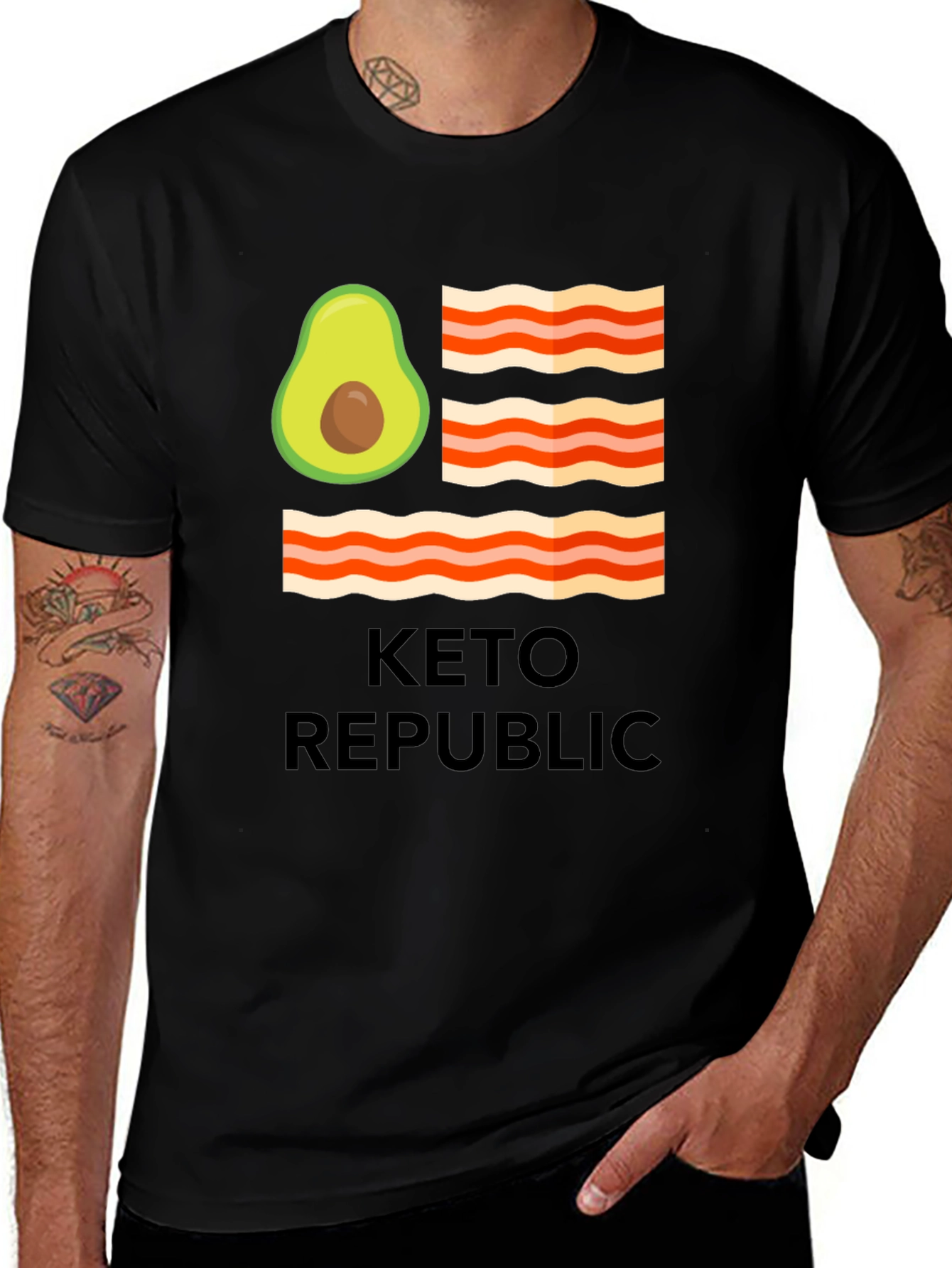Variant 29 of Keto Republic T-Shirt, Avocado & Bacon Graphic Tee