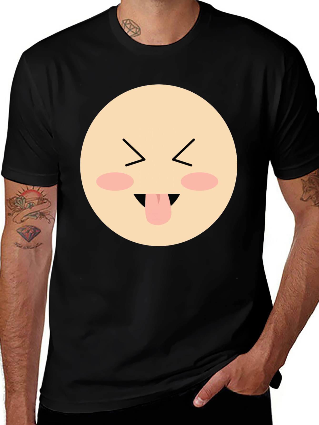 Variant 8 of Funny Face Emoji Graphic Black T-Shirt