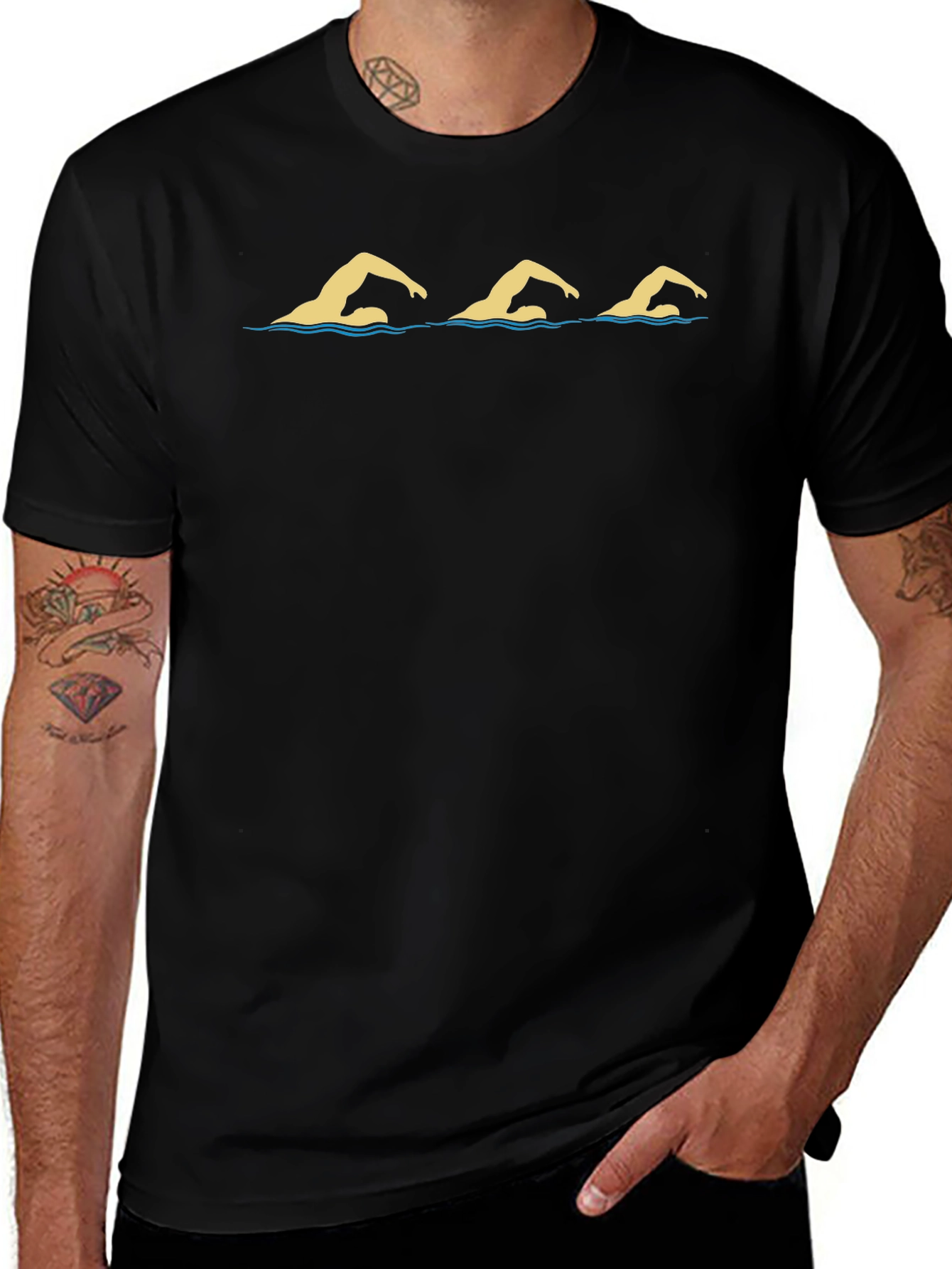 Variant 8 of Swimmer Graphic Black T-Shirt