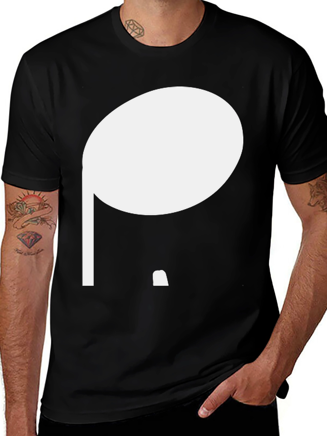 Variant 28 of Minimalist Graphic Tee - Abstract White Shape on Black