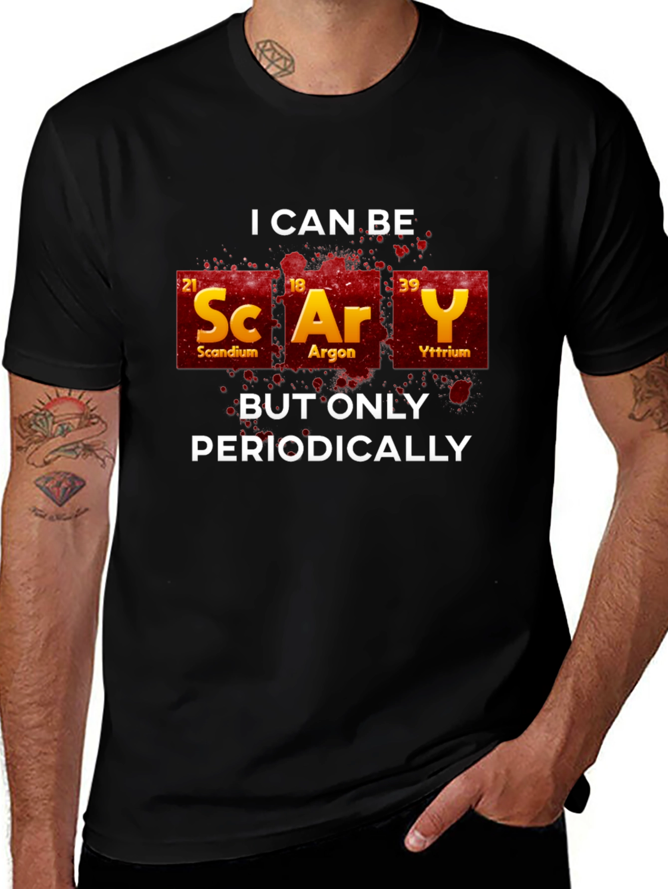 Black Scary Periodic Table T-Shirt main image