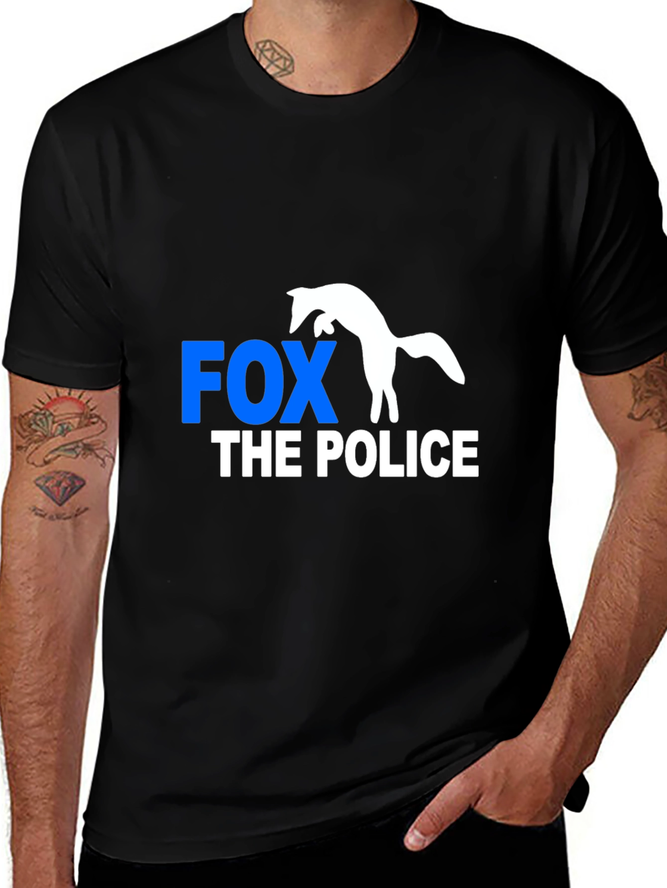 Variant 15 of Fox The Police Graphic Tee - Men's Black T-Shirt