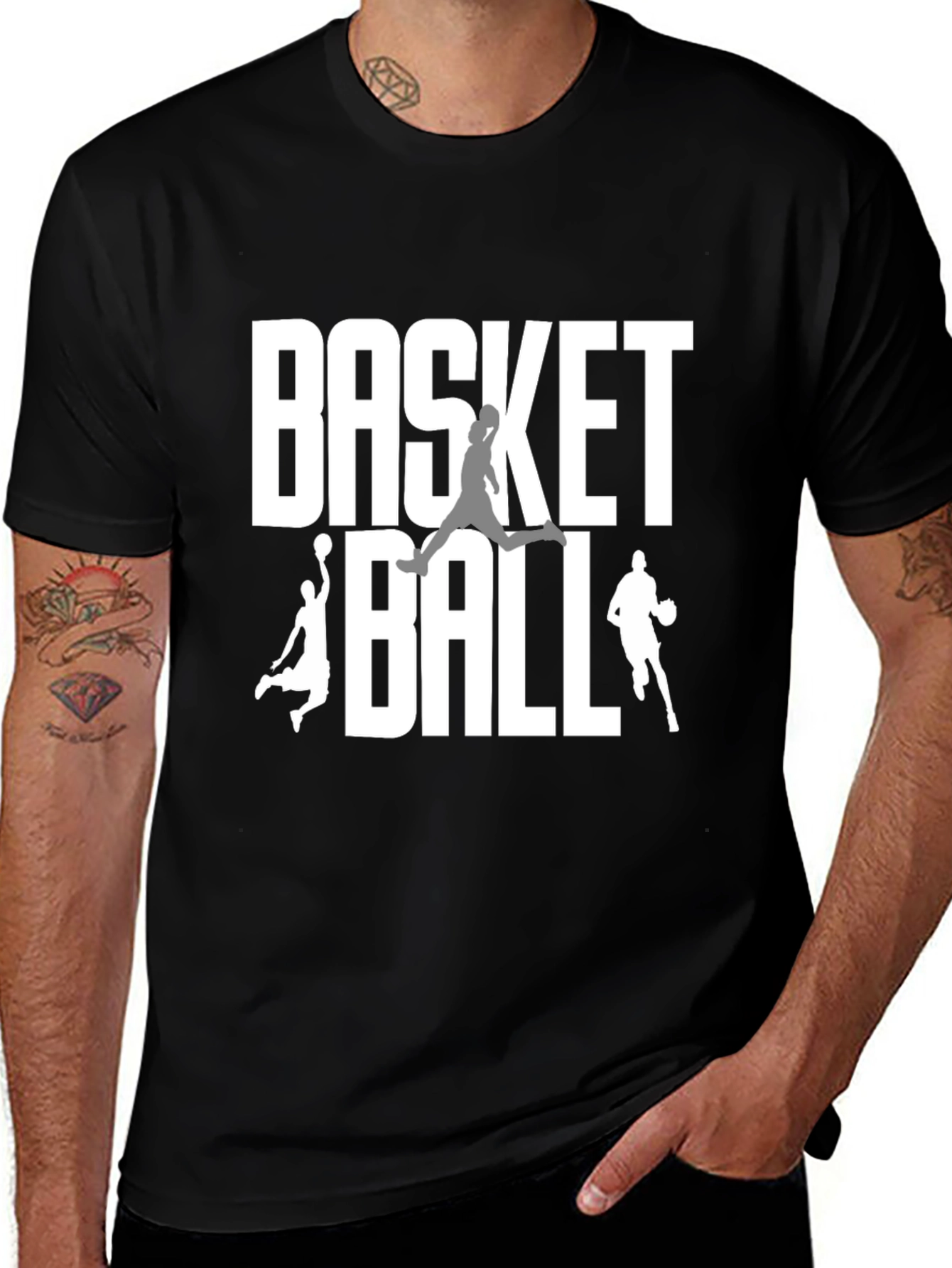 Black Basketball Graphic Tee | Black Cotton Blend T-Shirt main image