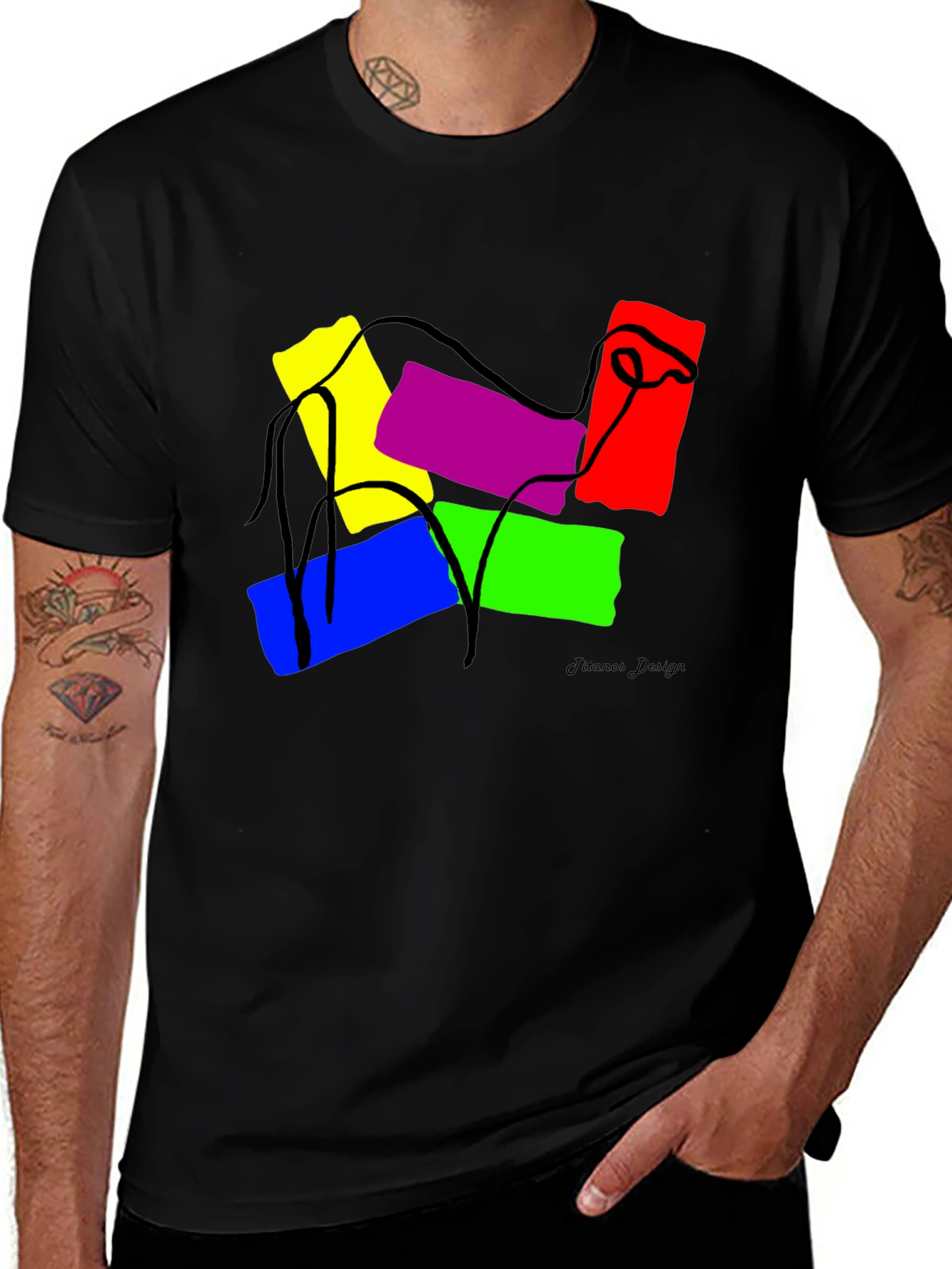 Variant 18 of Abstract Art Graphic Tee - Modern Black T-Shirt
