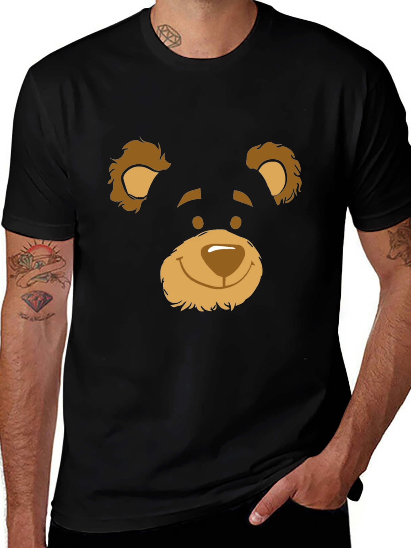 Variant 28 of Black T-Shirt with Bear Face Graphic