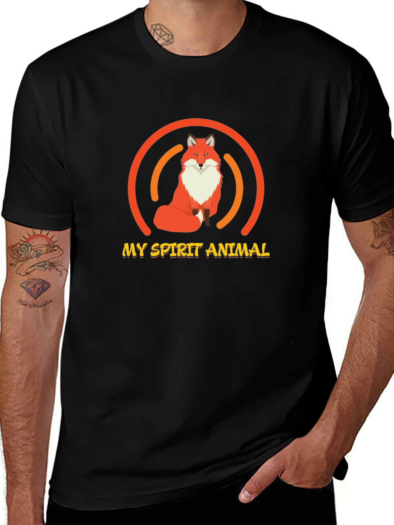 Variant 13 of Fox Spirit Animal Graphic Tee - Unisex Black T-Shirt