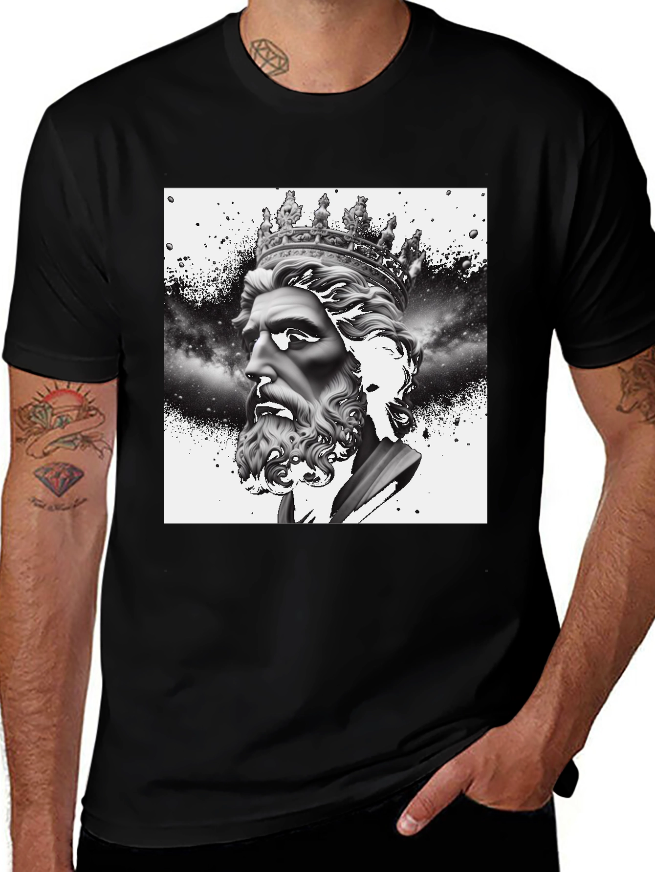 Variant 14 of King Neptune Graphic Tee - Black Cotton Blend