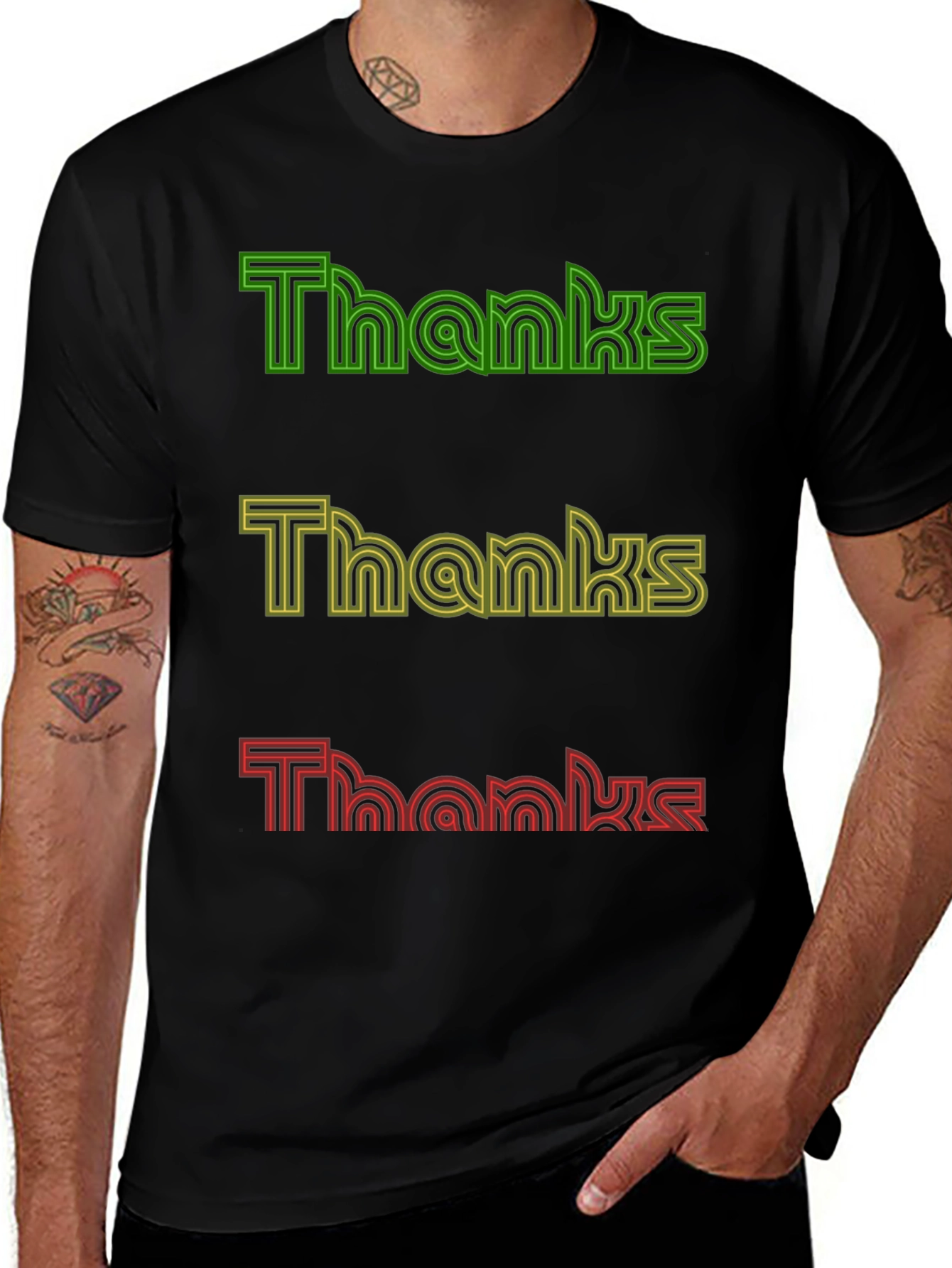 Variant 9 of Thanks Neon Graphic Tee - Soft Cotton Blend