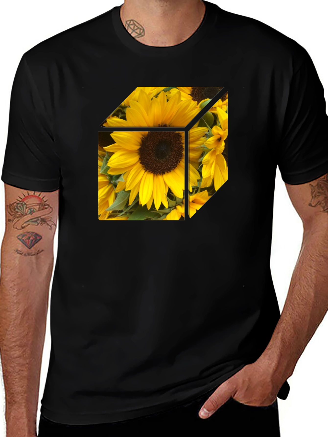 Variant 2 of Sunflower Cube Graphic Tee - Unique Design