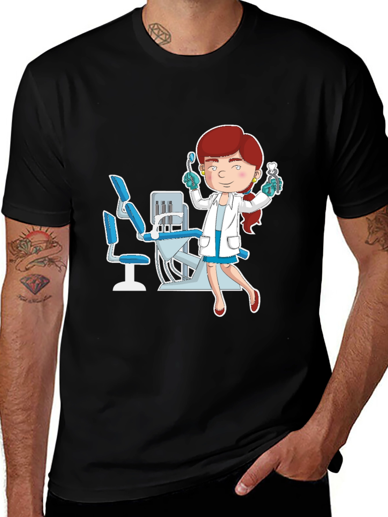 Cartoon Dentist T-Shirt - Quirky Dental Design