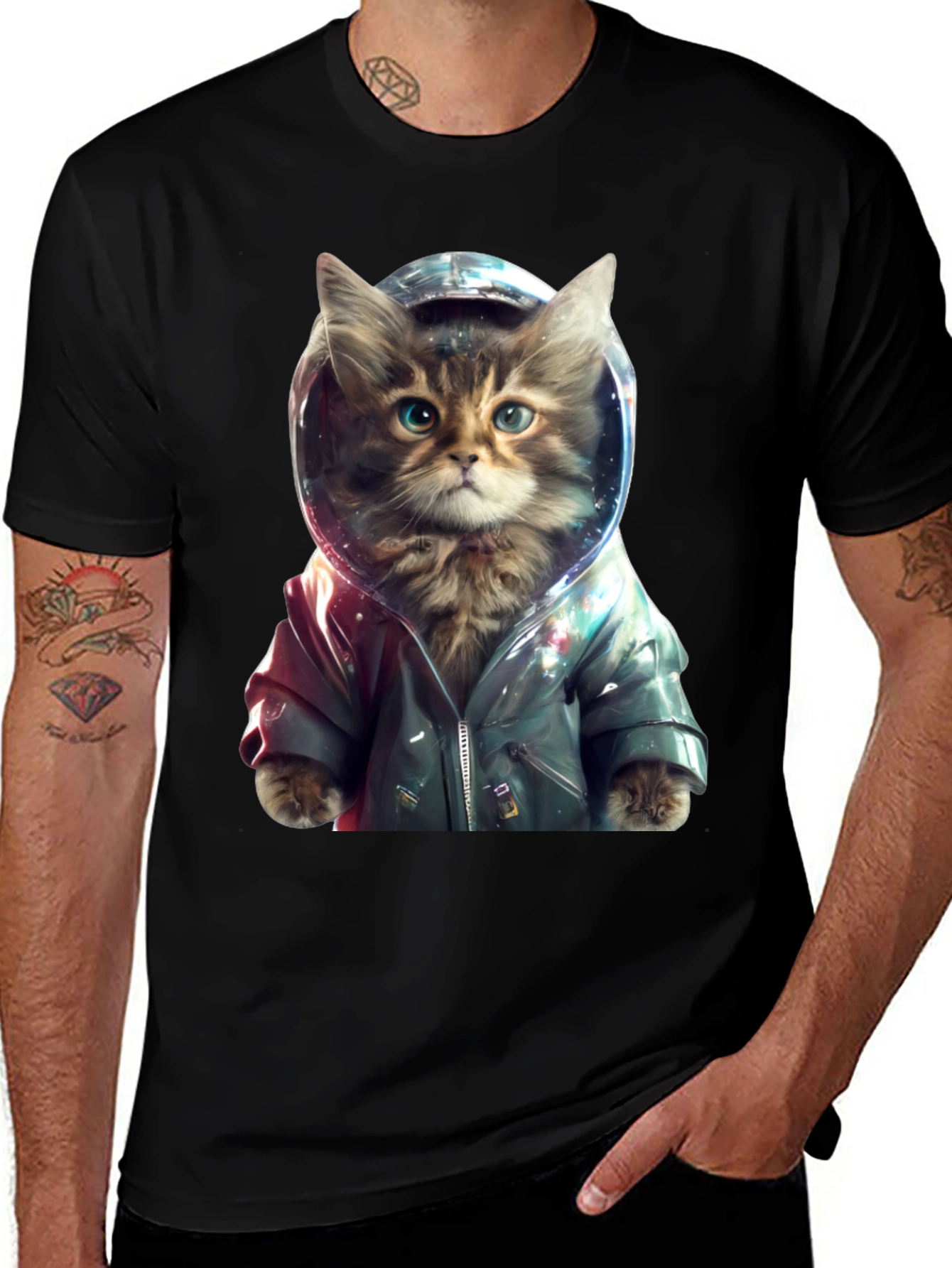 Variant 24 of Cosmic Cat T-Shirt - Astronaut Kitten Design