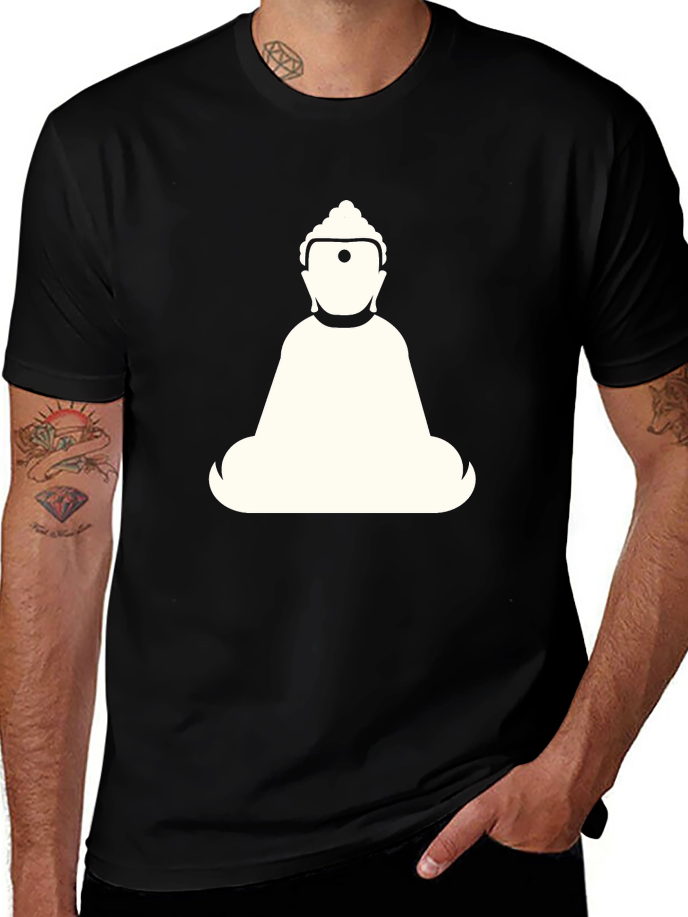 Buddha Graphic Print Black T-Shirt