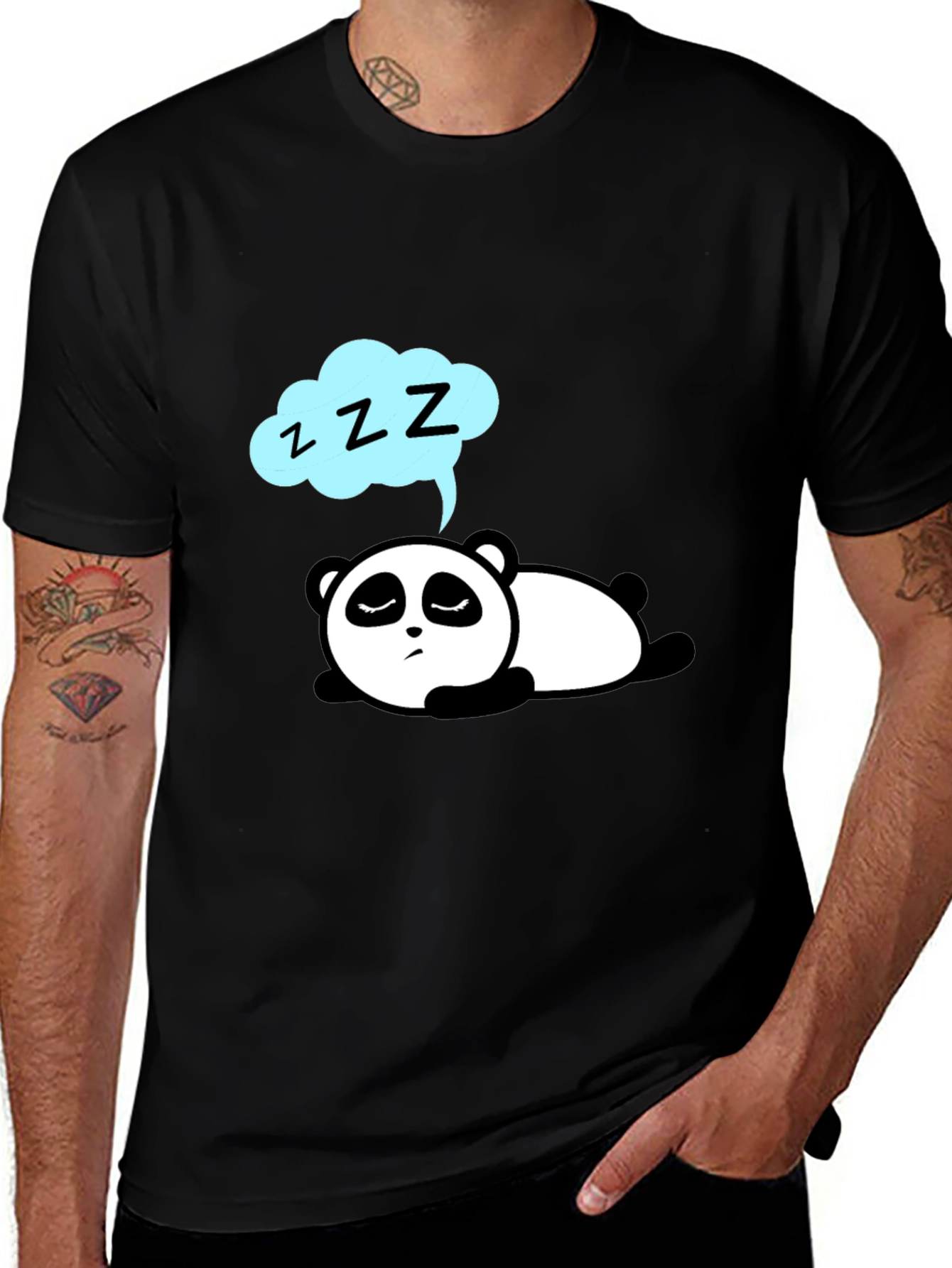 Variant 8 of Sleepy Panda Graphic Tee - Comfy Black T-Shirt