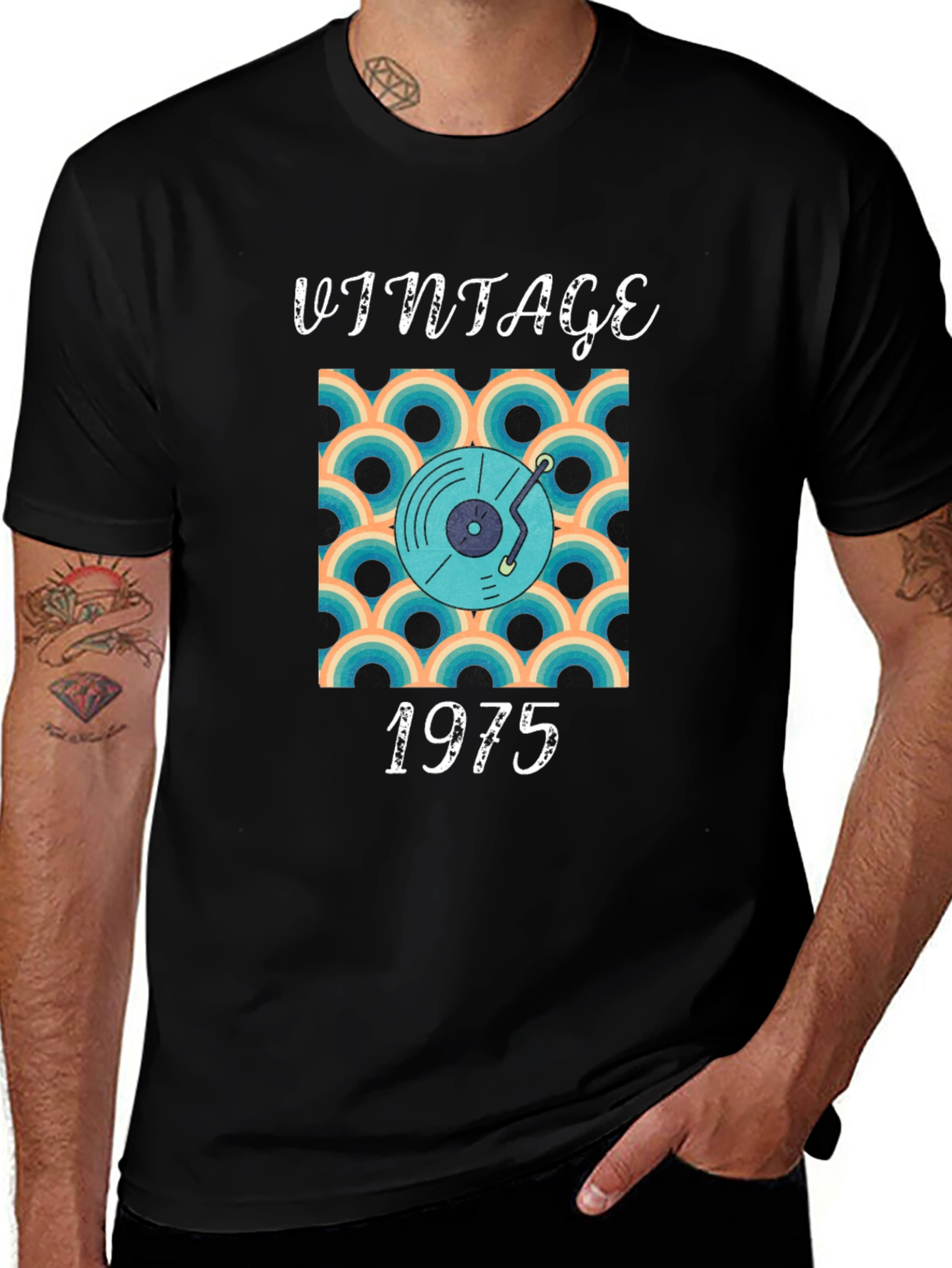 Variant 15 of Vintage 1975 Record Player Graphic T-Shirt