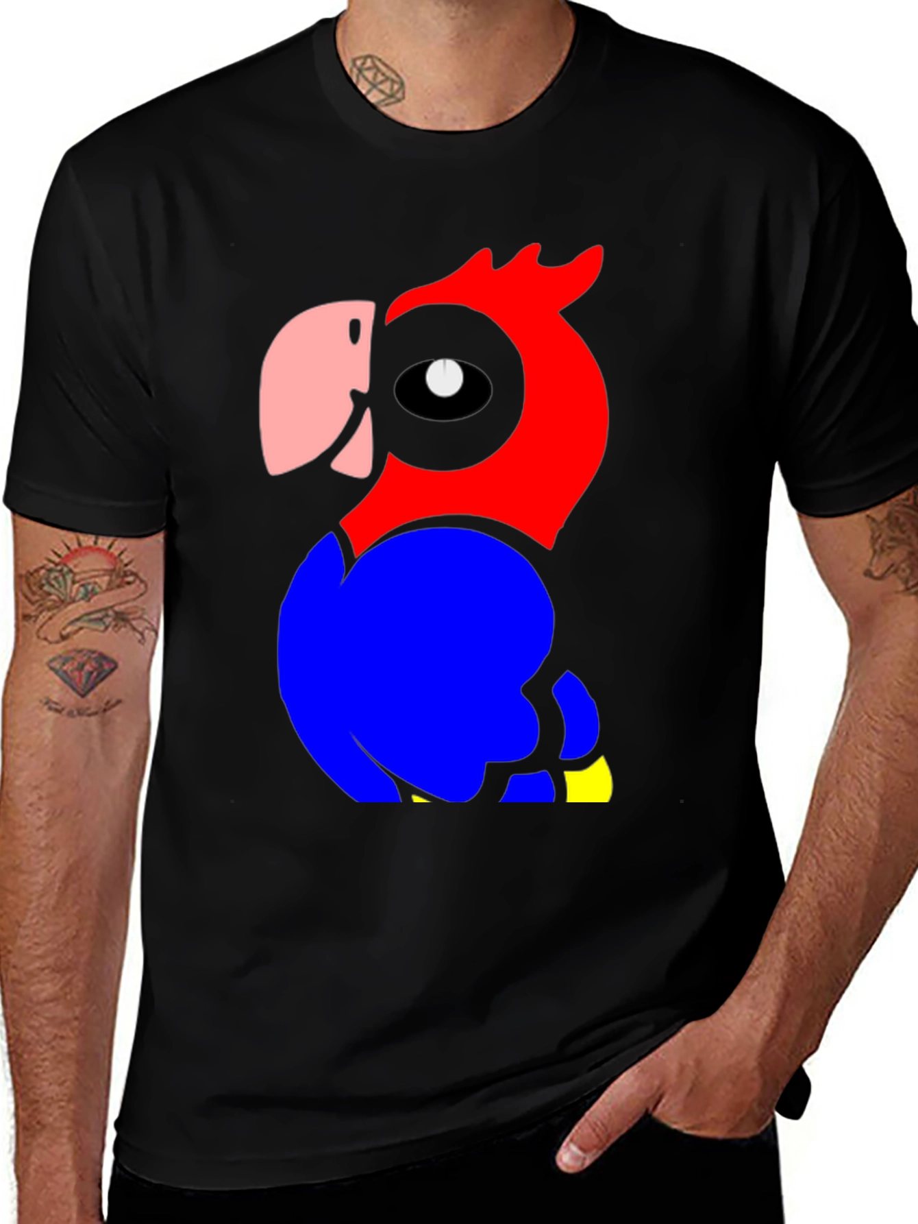 Variant 3 of Parrot Graphic Tee - Men's Black Cotton T-Shirt