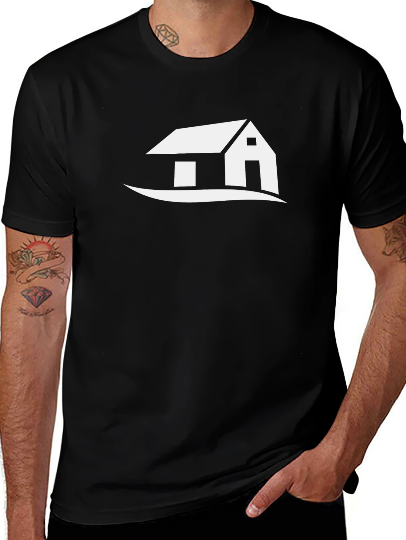 Variant 2 of Modern House Graphic Tee - Black Cotton T-Shirt