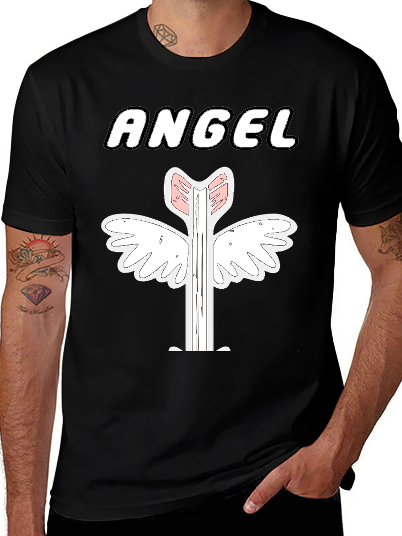Variant 30 of Angel Graphic Print Black T-Shirt