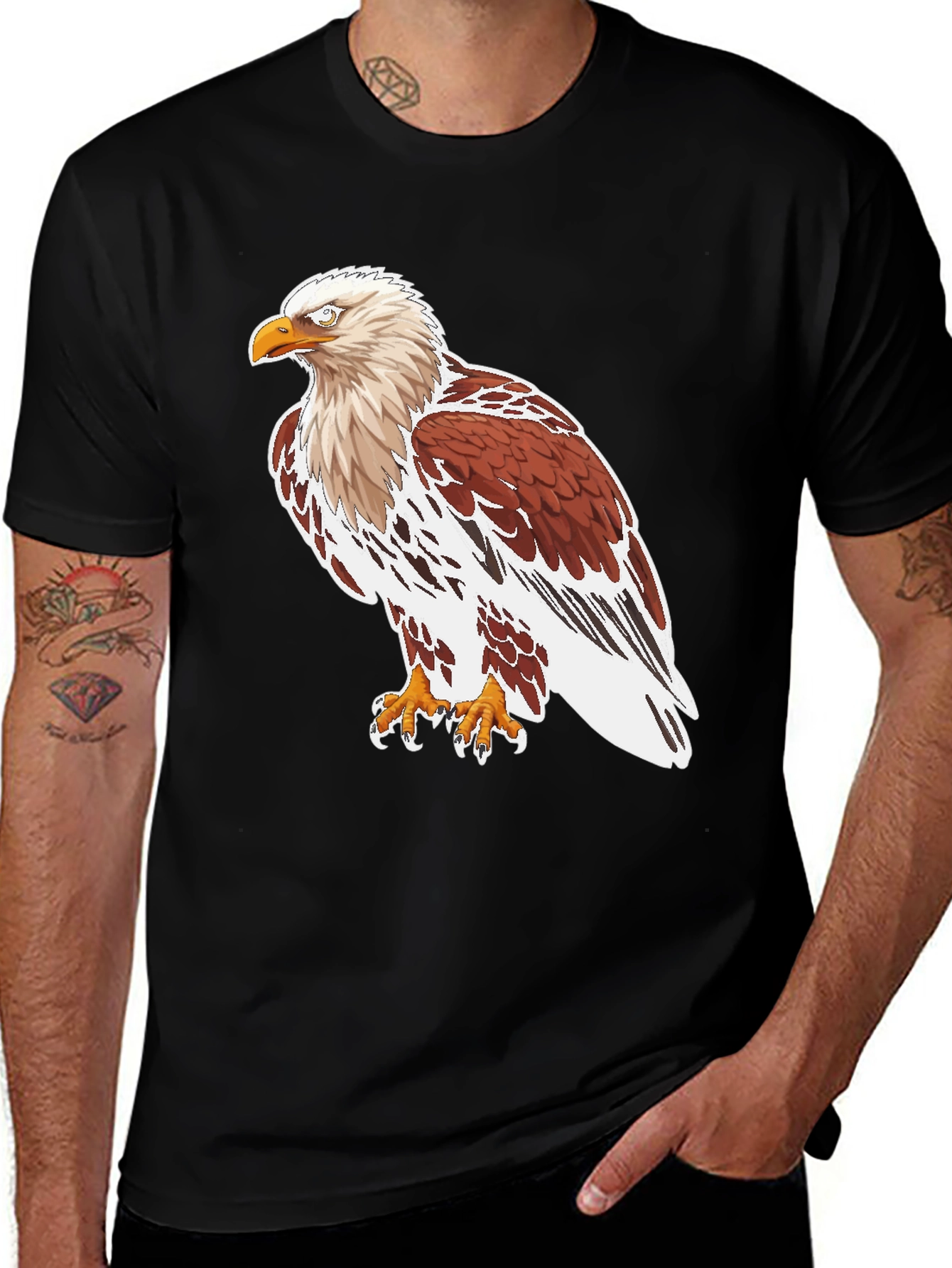 Variant 22 of Eagle Graphic Tee - Black Cotton T-Shirt