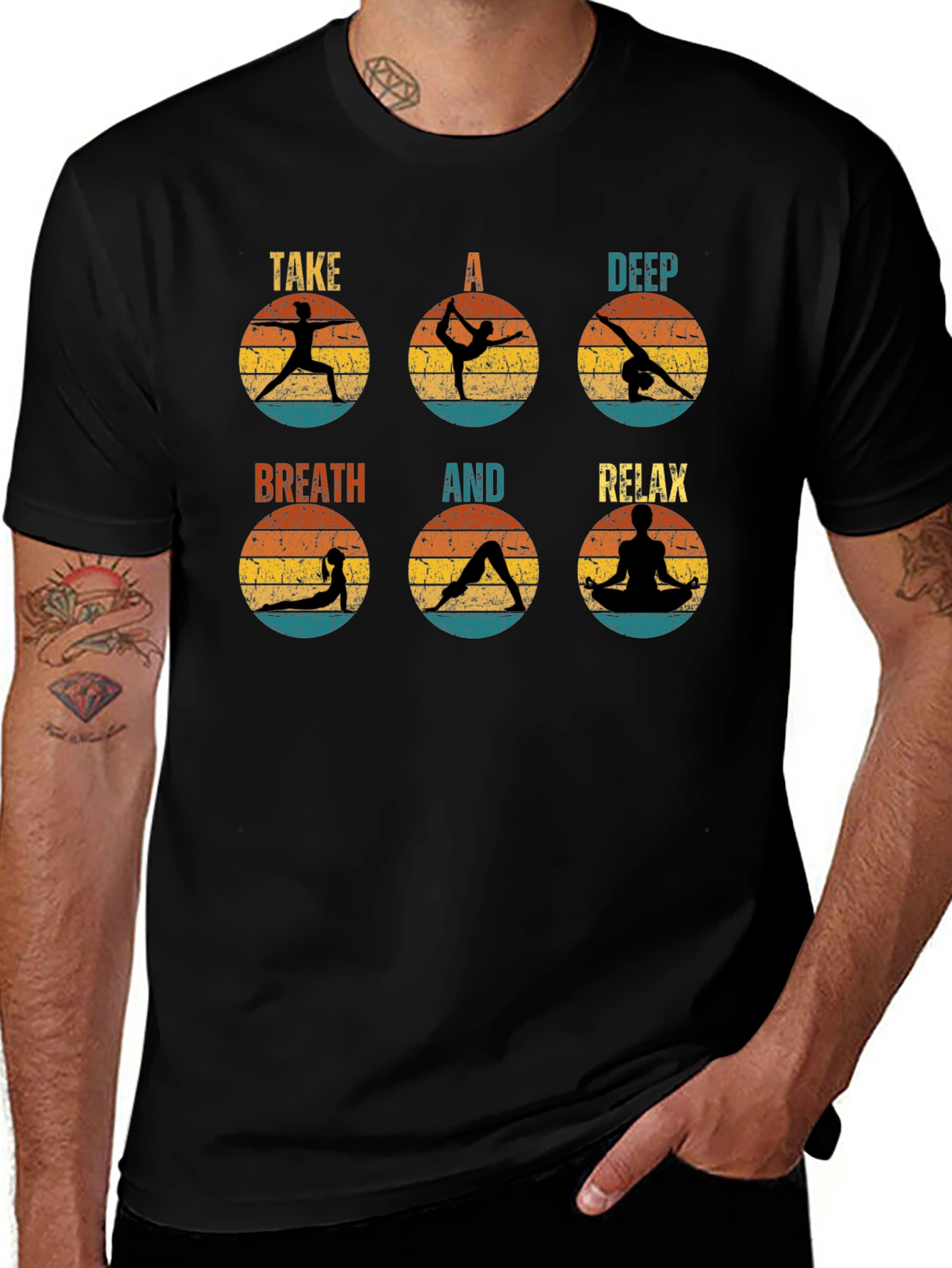 Variant 14 of Yoga Pose Graphic Tee - Take a Deep Breath & Relax Shirt