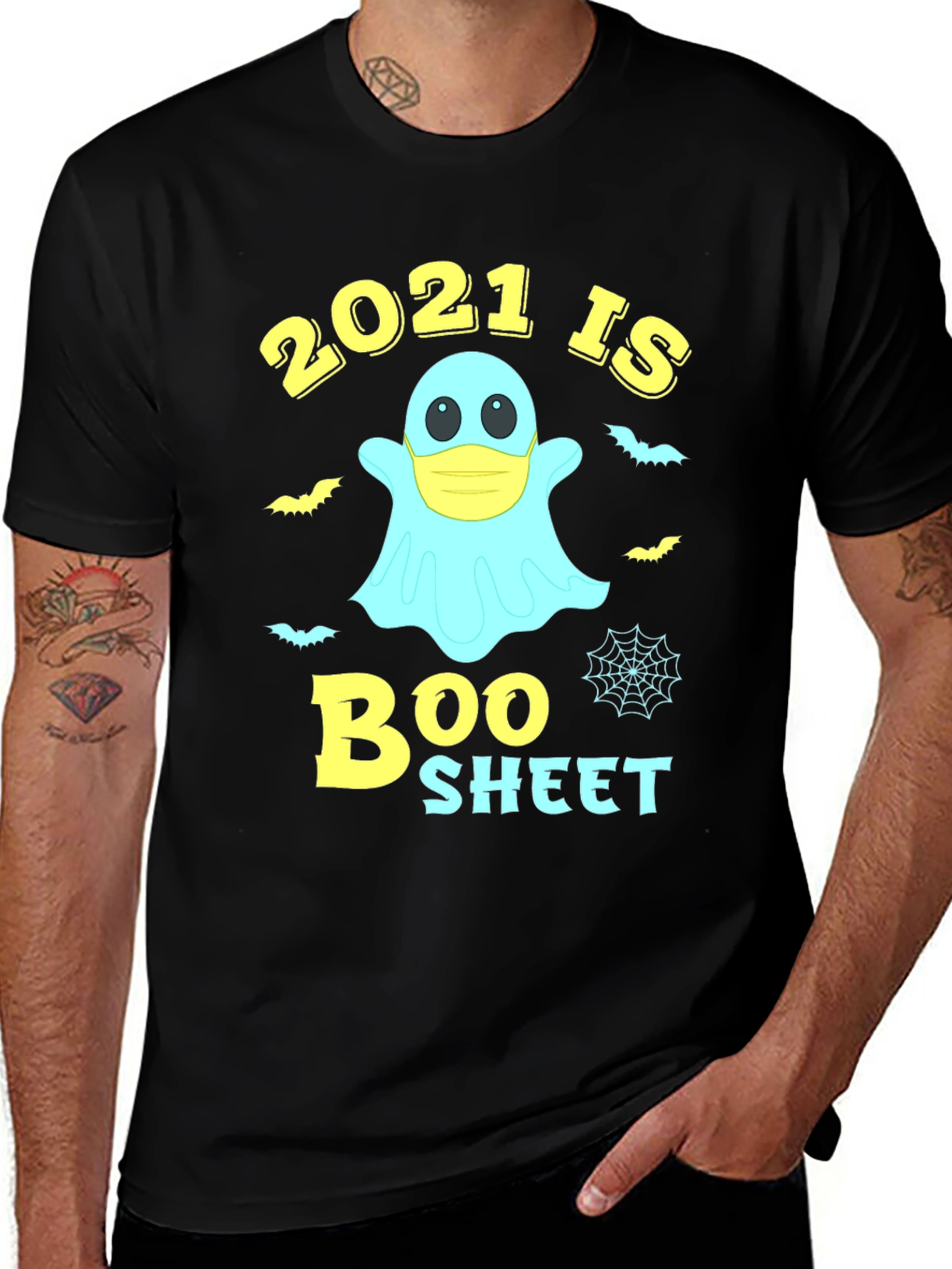 2021 is Boo Sheet T-Shirt Halloween Ghost Mask Costume Tee