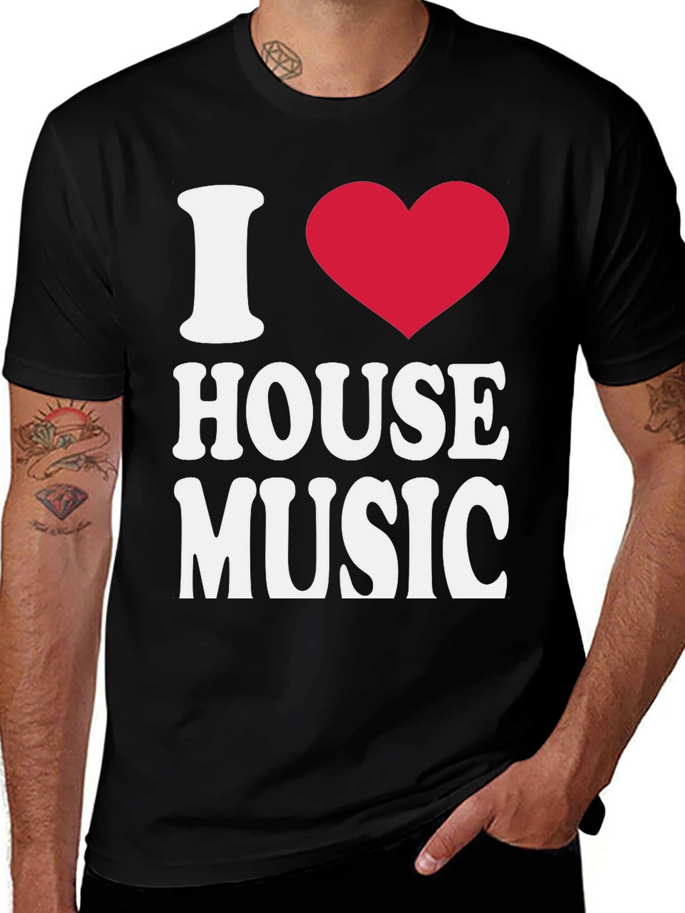 Variant 30 of I Love House Music Black T-Shirt