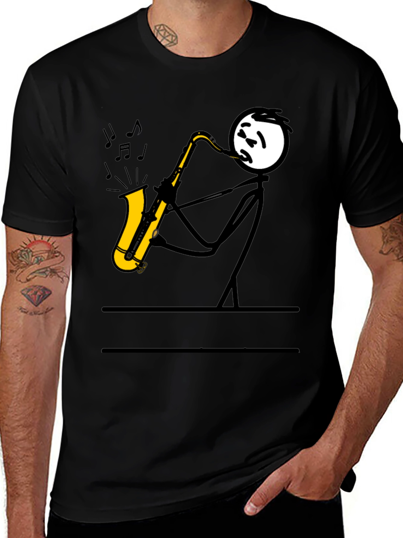 Variant 28 of Cool Saxophone Stick Figure Graphic Tee