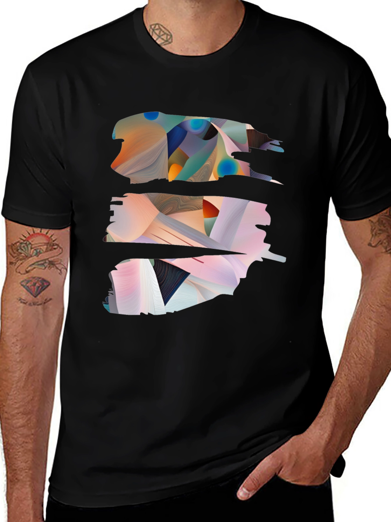 Variant 7 of Abstract Graphic Print Black Crew Neck T-Shirt