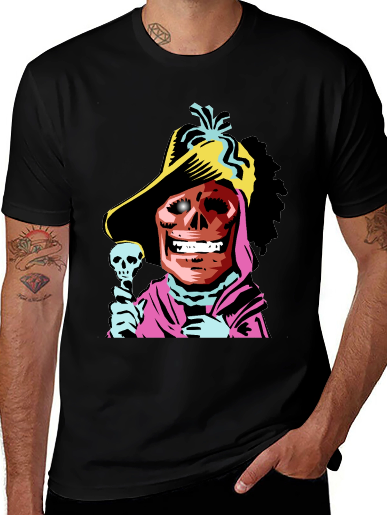 Variant 7 of Skull Pirate Graphic Tee - Black