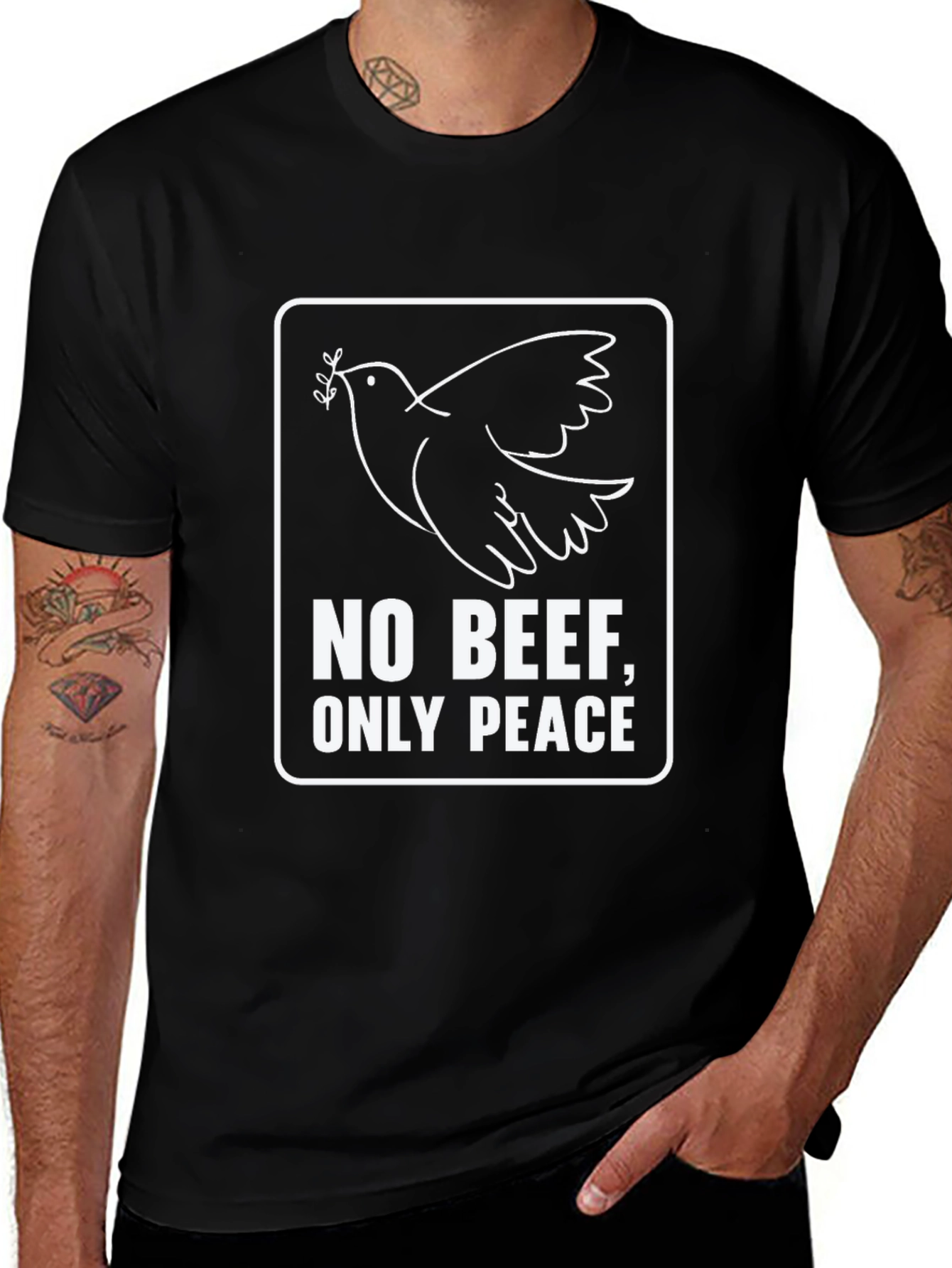 Variant 23 of No Beef Only Peace Black T-Shirt