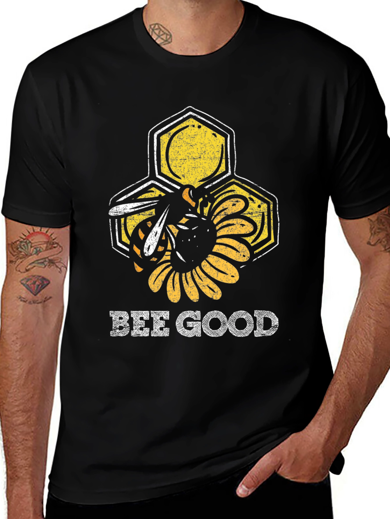Variant 6 of Bee Good Graphic Tee - Black Cotton T-Shirt