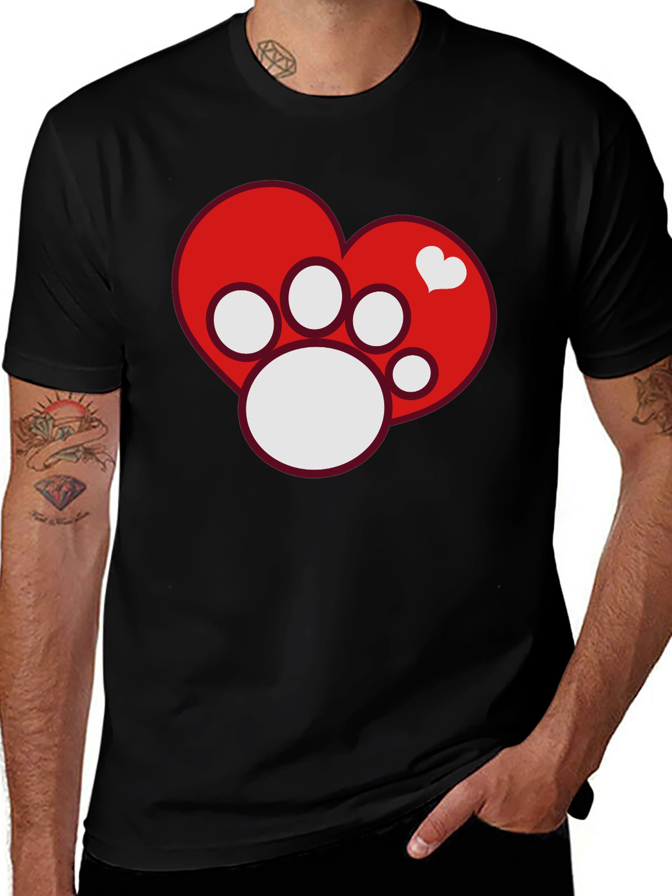 Variant 18 of Dog Paw Heart T-Shirt - Pet Lover Tee