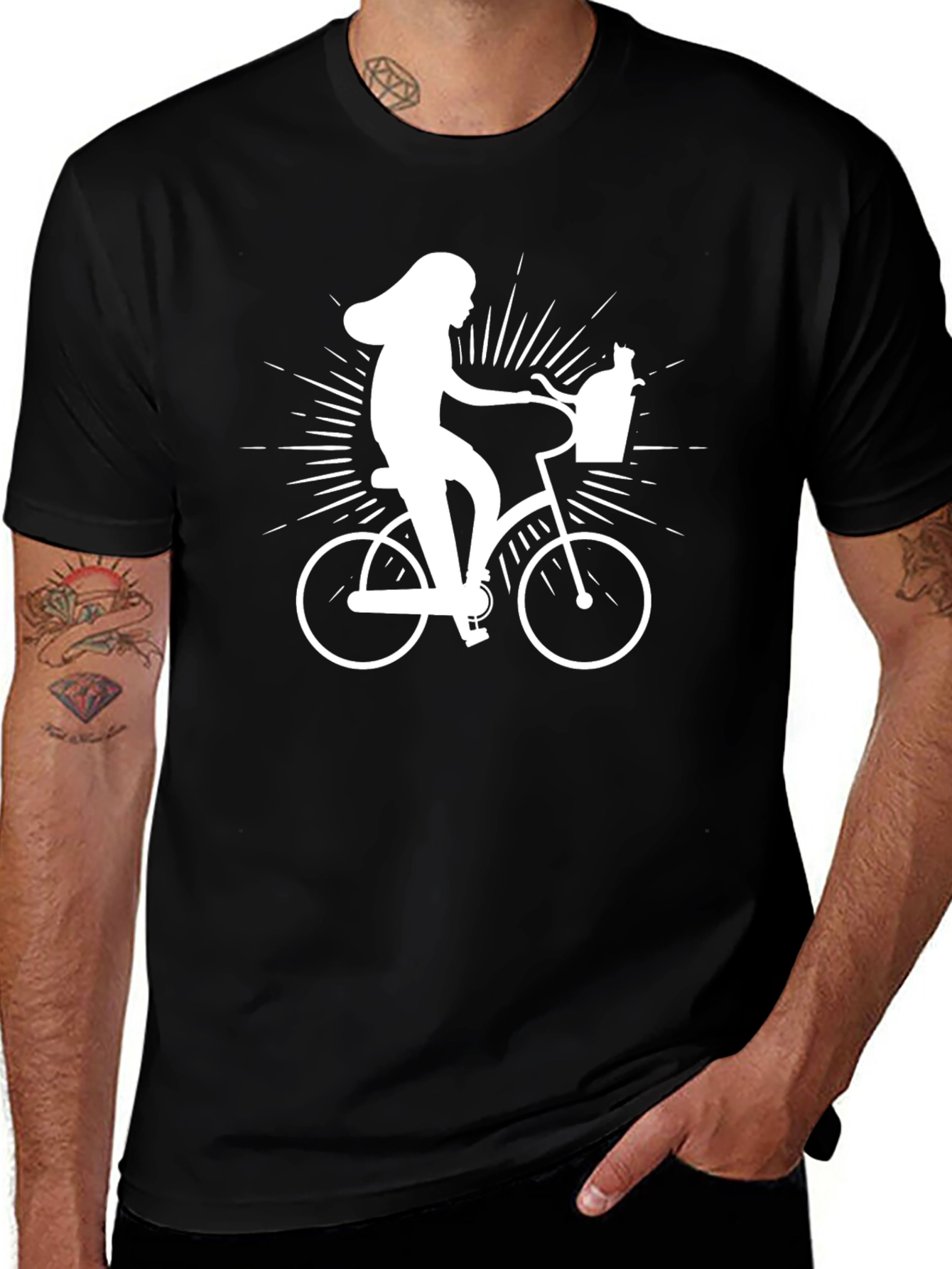 Variant 30 of Whimsical Bike Ride T-Shirt - Cat in Basket!