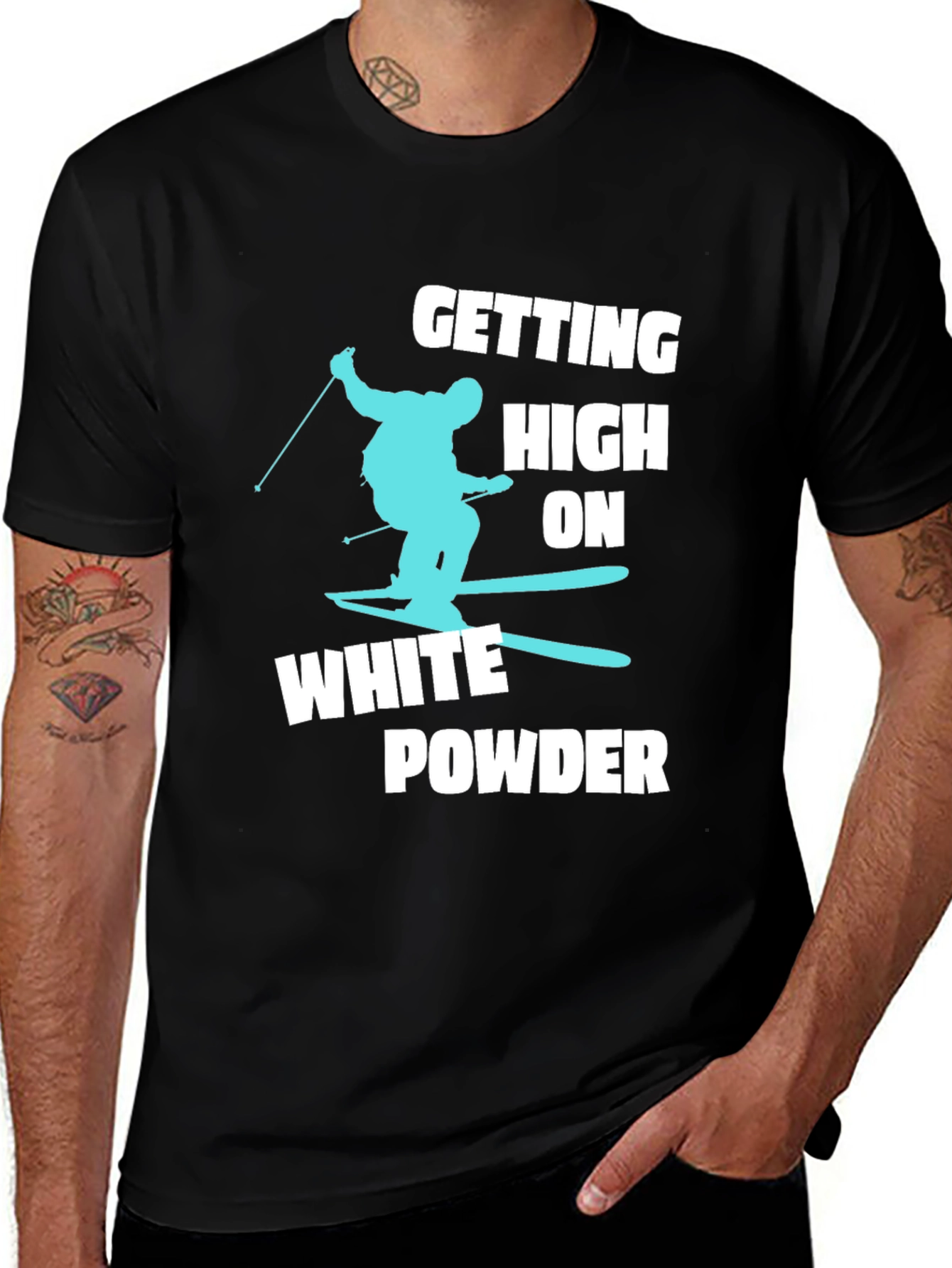 Variant 6 of Skiing T-Shirt - White Powder