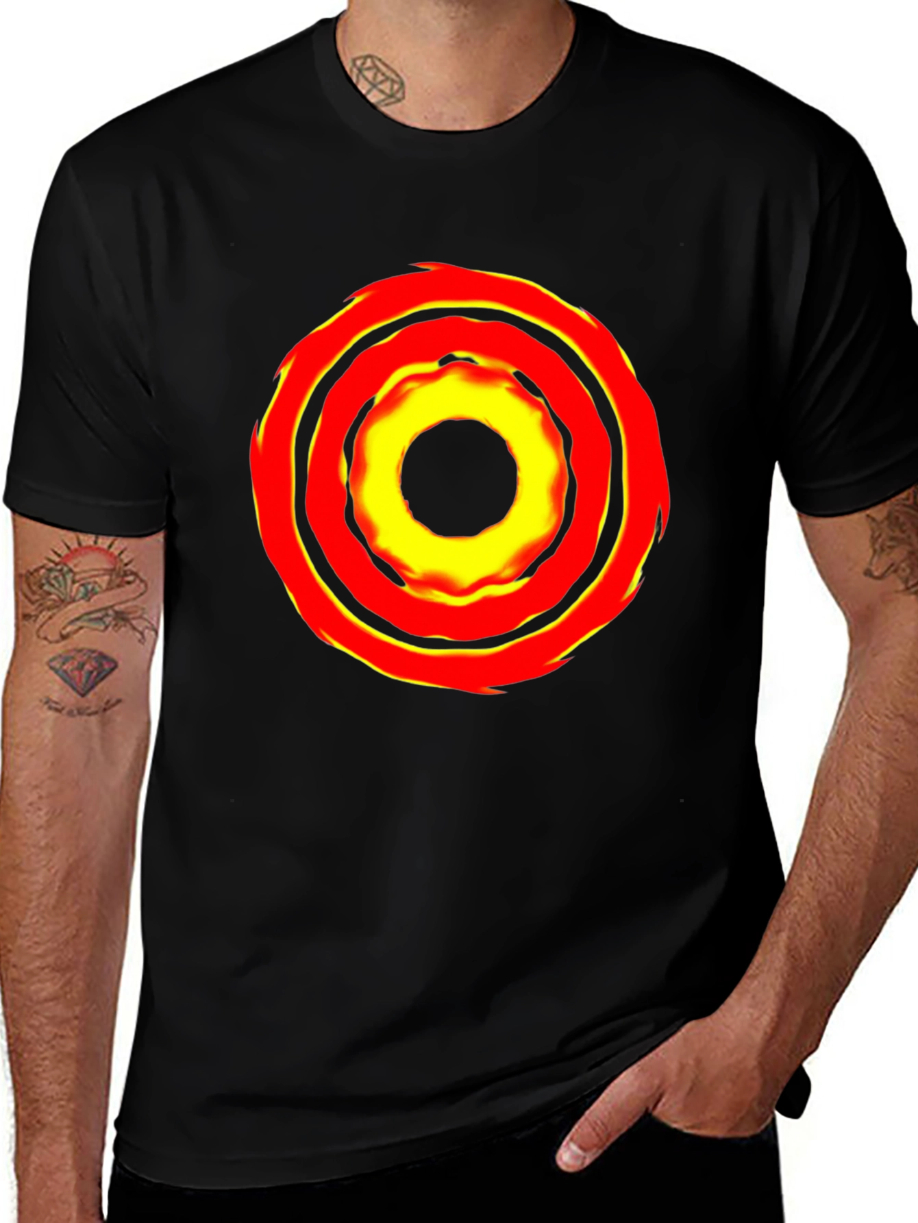 Variant 3 of Bold Graphic Tee: Fiery Circle Design