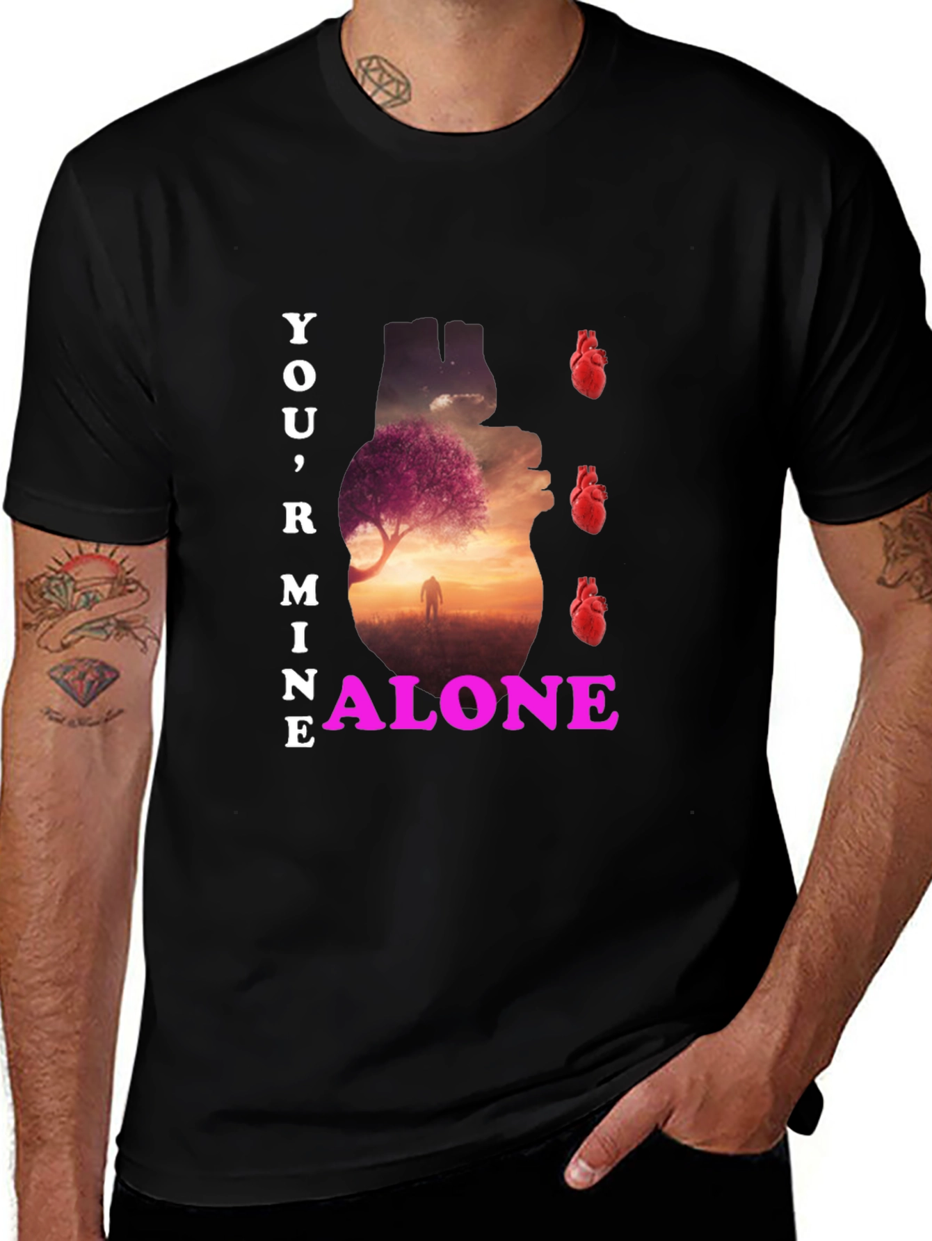 Variant 18 of You're Mine Alone Heart Graphic Tee - Unique Design