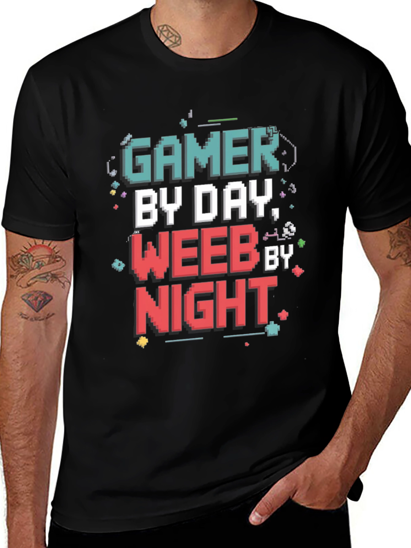Variant 5 of Gamer By Day, Weeb By Night Black T-Shirt