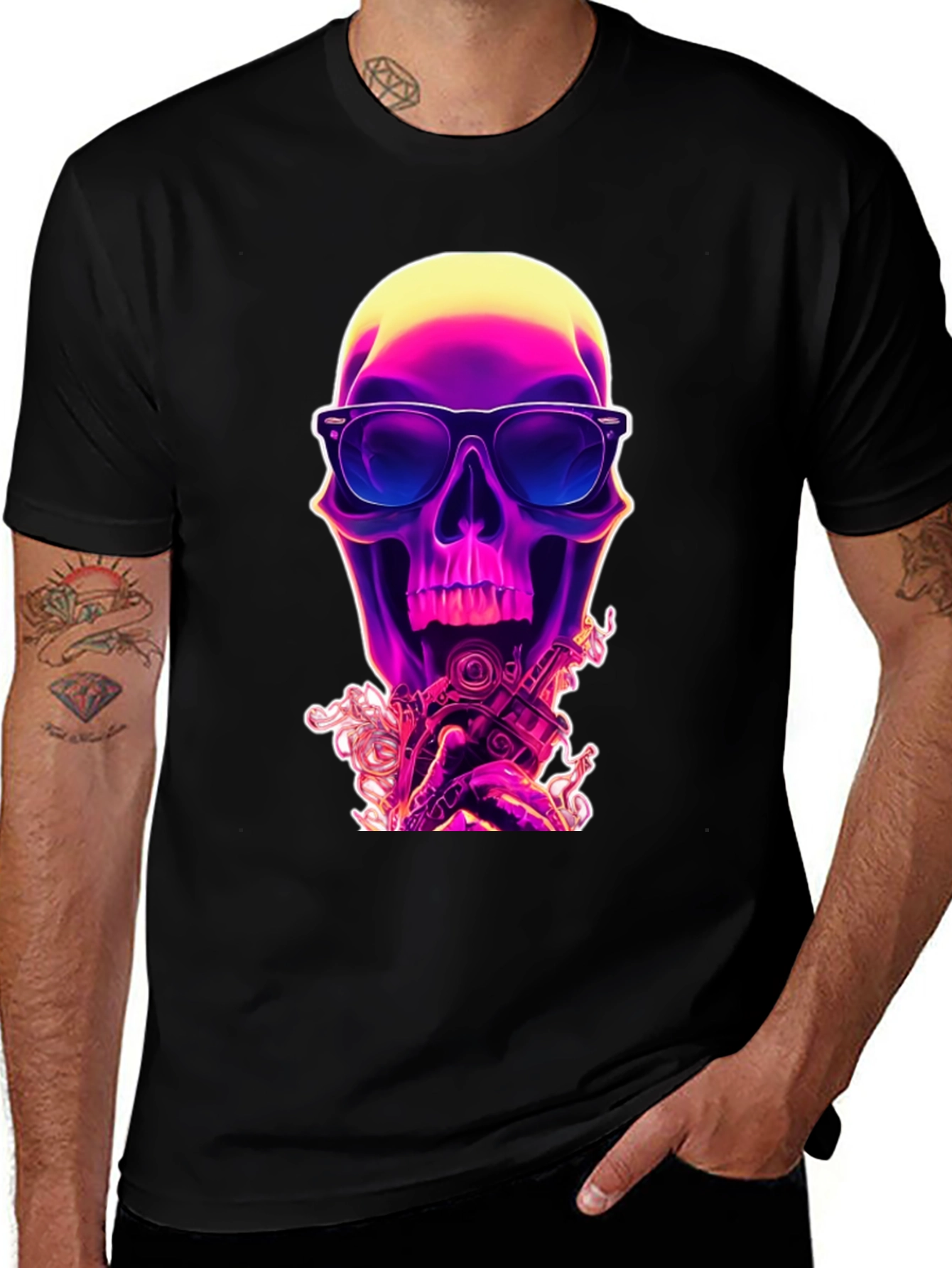Variant 27 of Neon Skull Graphic T-Shirt - Edgy Style