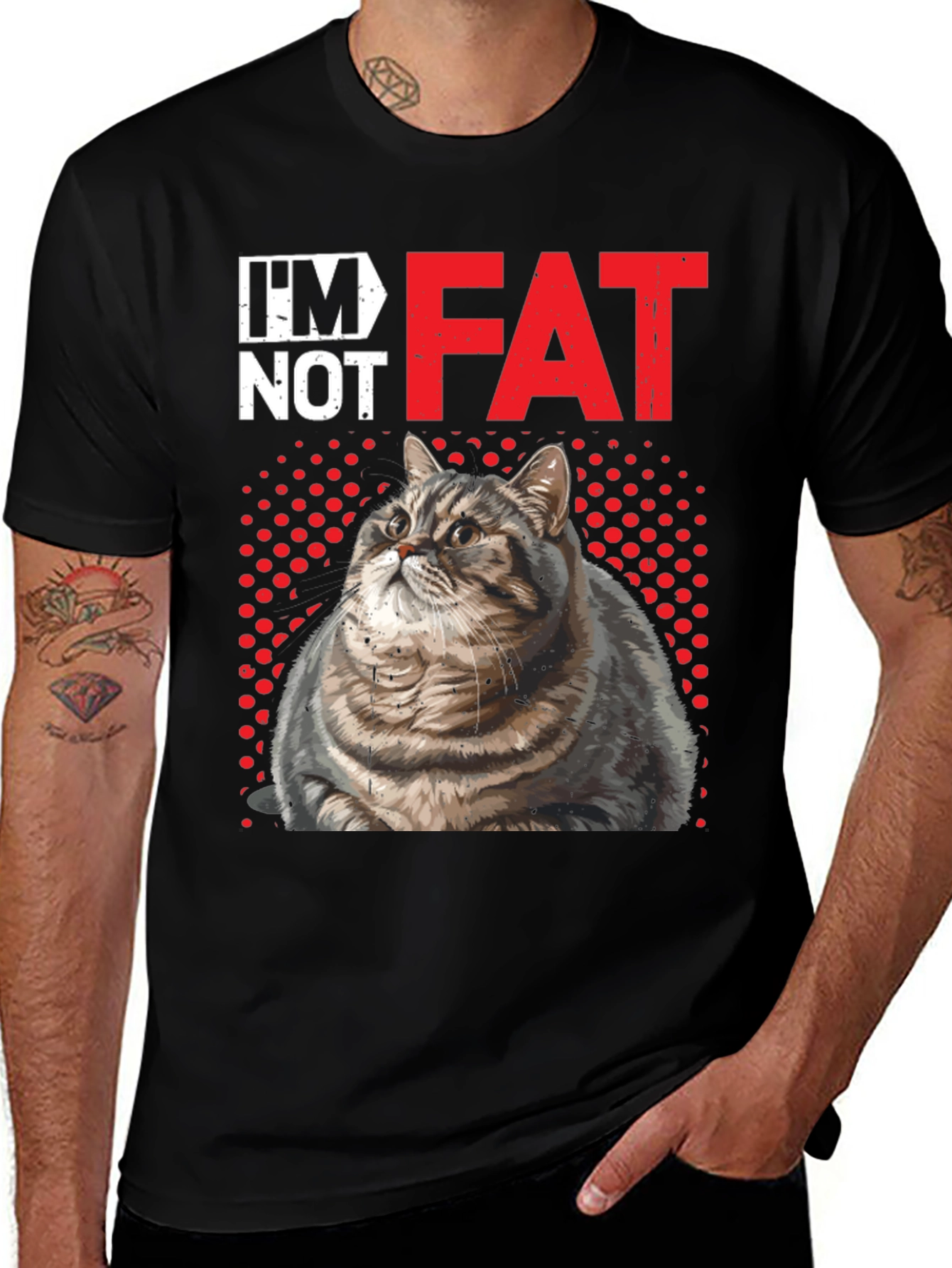 Variant 14 of I'm Not Fat Cat T-Shirt - Funny Graphic Tee