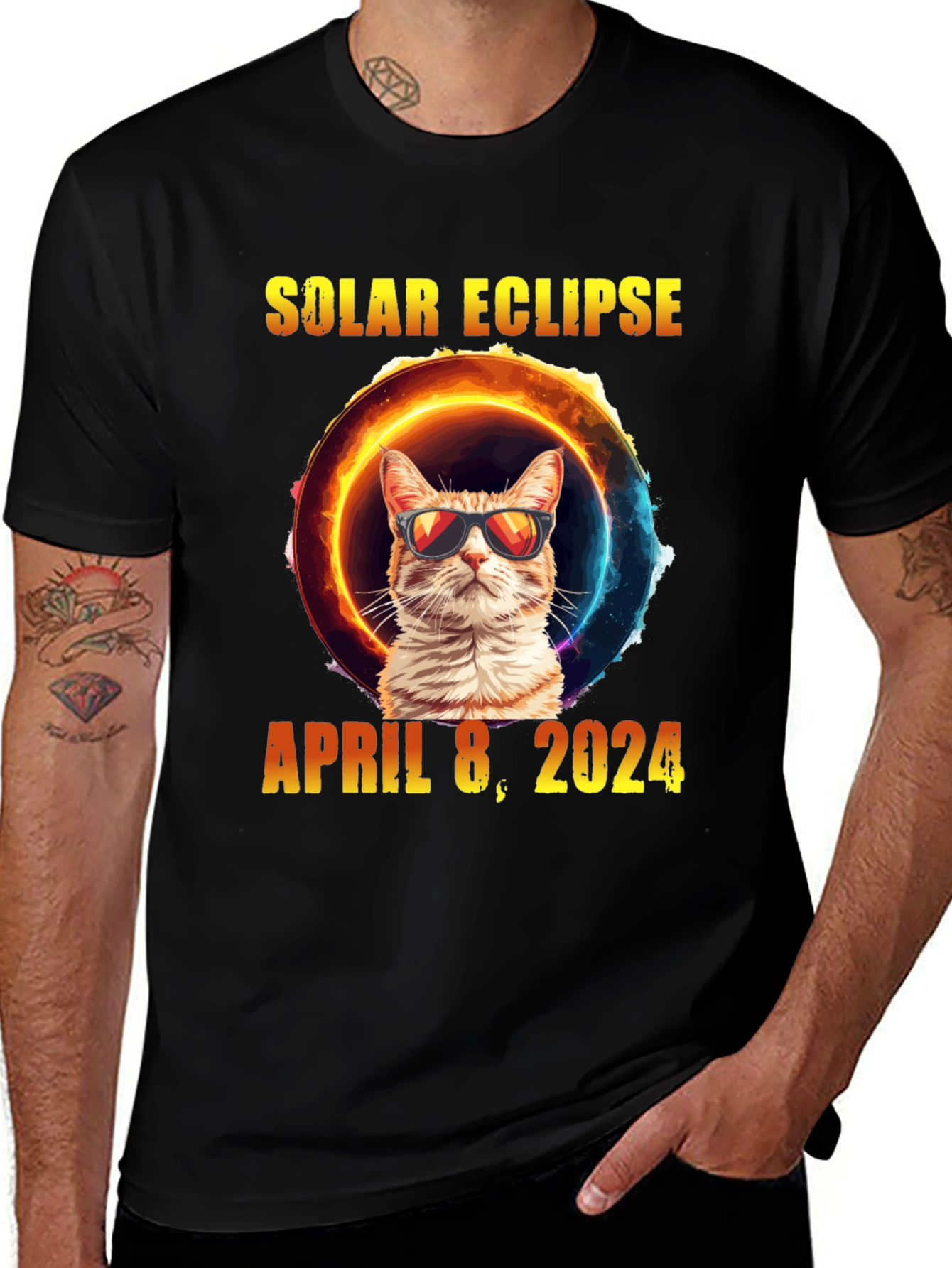 Solar Eclipse Cat T-Shirt - April 8, 2024