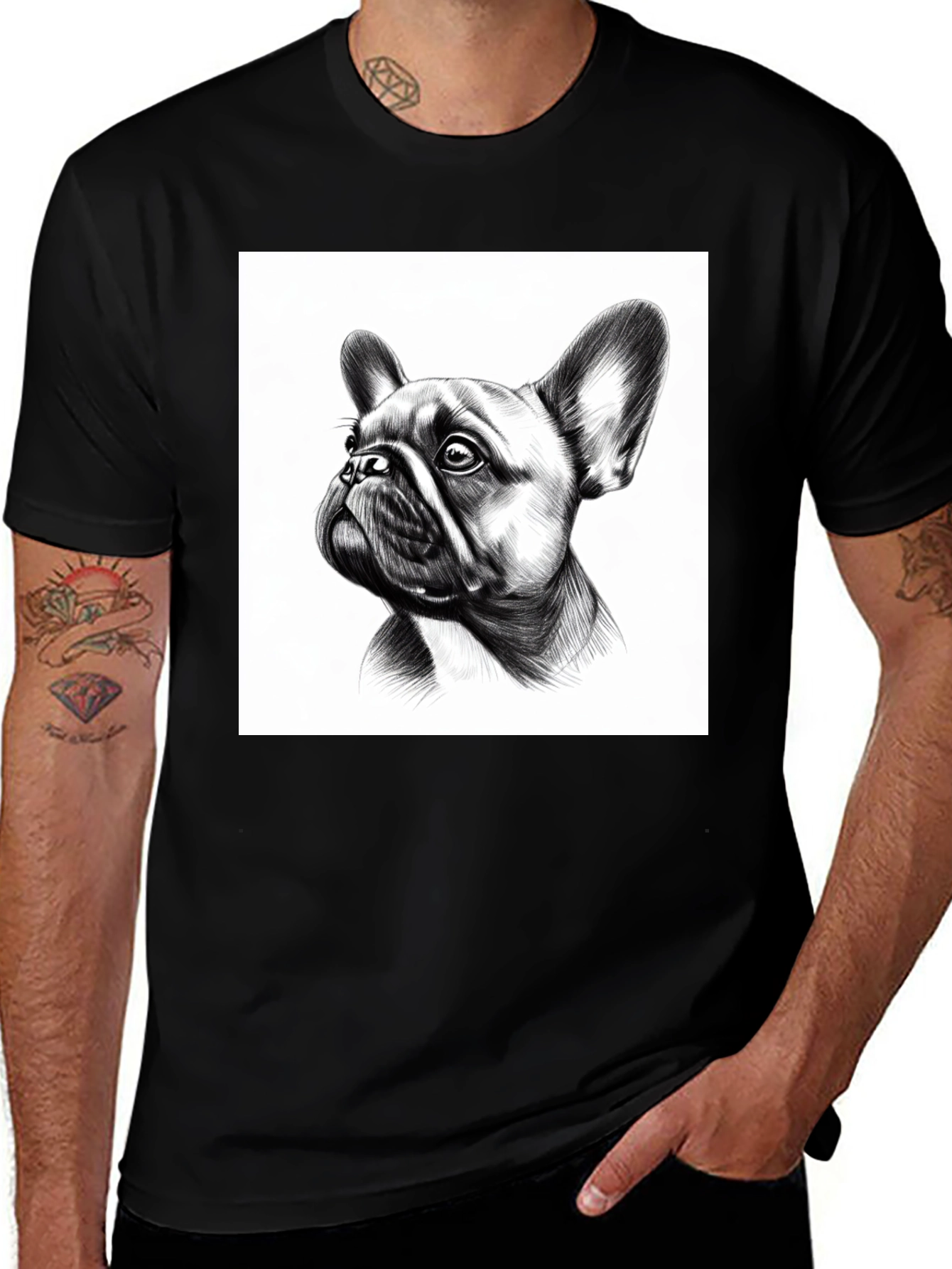 French Bulldog Graphic Tee - Black Cotton Comfort